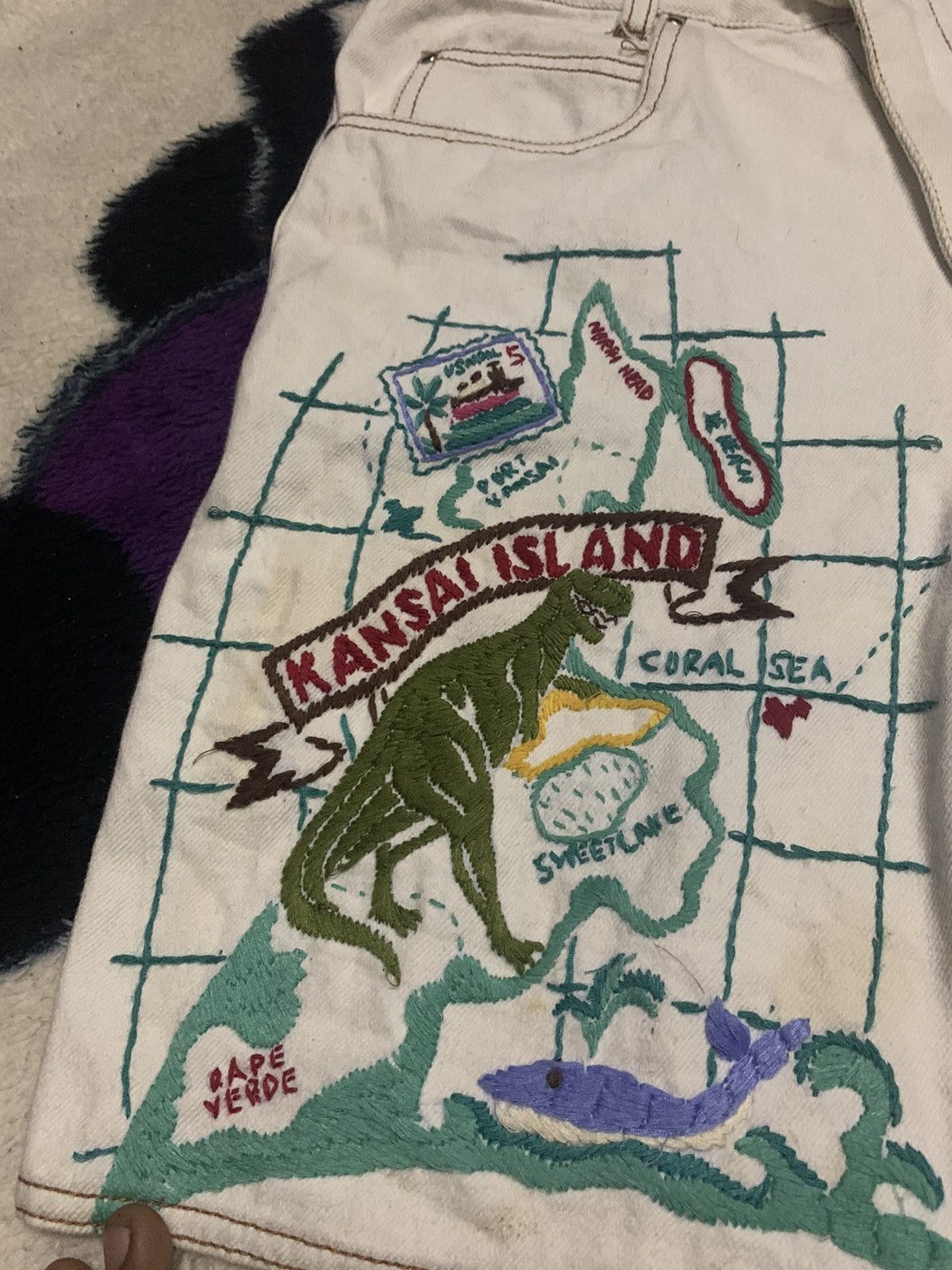 Kansai Yamamoto 🐐90s KANSAI YAMAMOTO EMBROIDERED ART DESIGN Size US 27 - 12 Thumbnail
