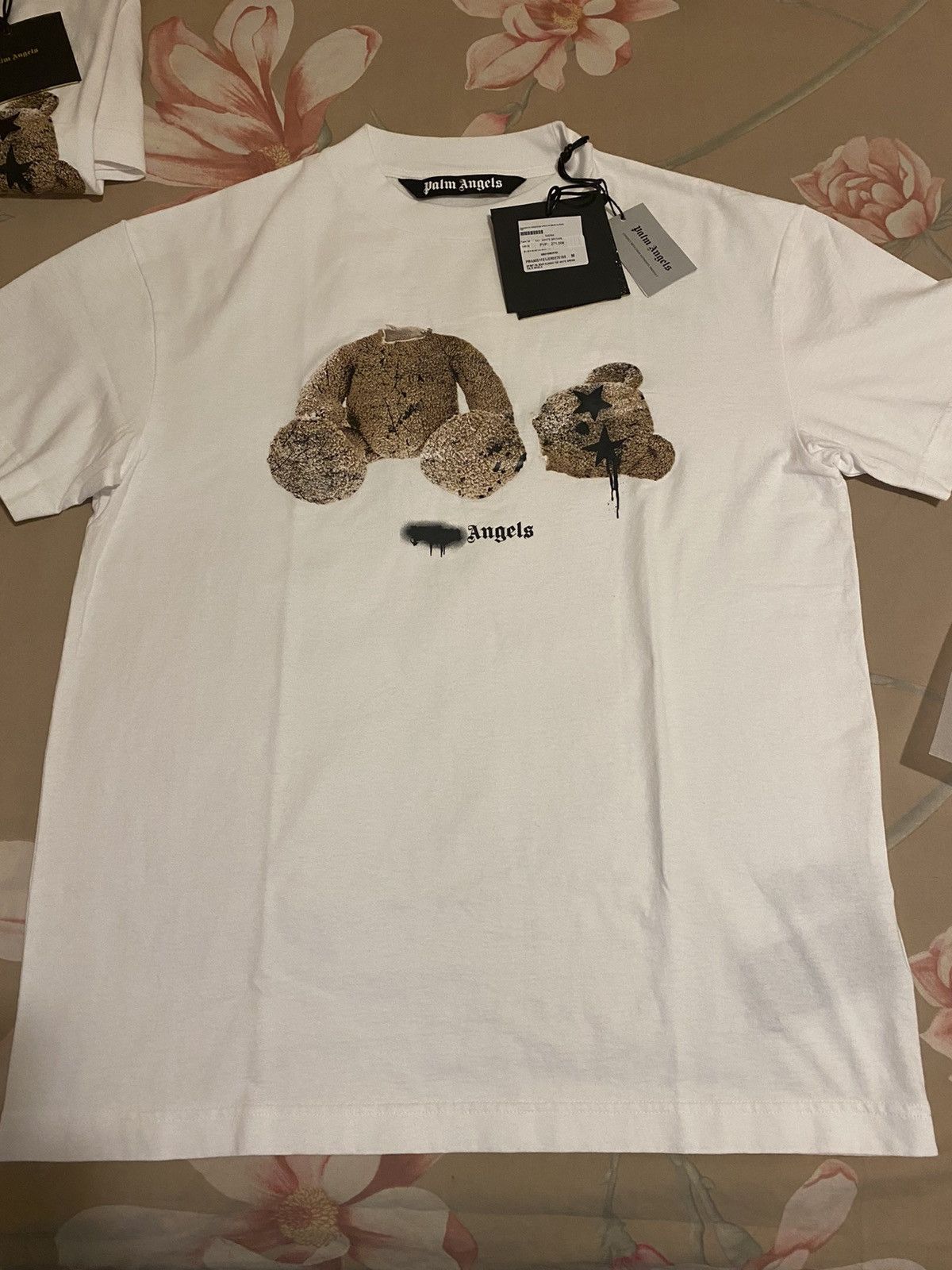 Palm Angels PALM ANGELS White Sprayed Pa Bear T-Shirt Size US M / EU 48-50 / 2 - 1 Thumbnail