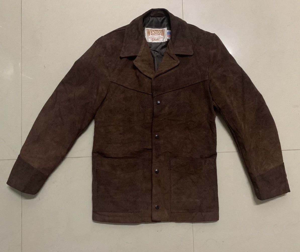 image of Vintage Type B-3 Schott Suede Leather Jacket in Brown, Men's (Size XS)