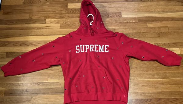 Supreme Supreme Red Eyelet Hooded Sweatshirt - Sz. L | Grailed