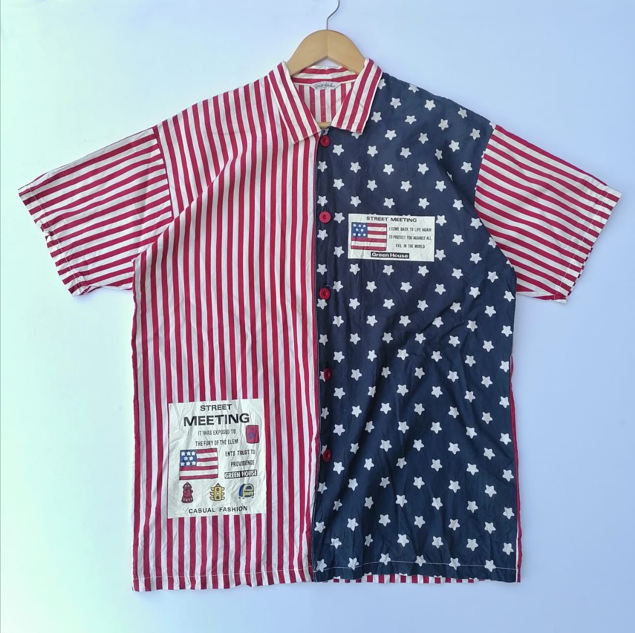 Green House America Flag Buttons Shirt