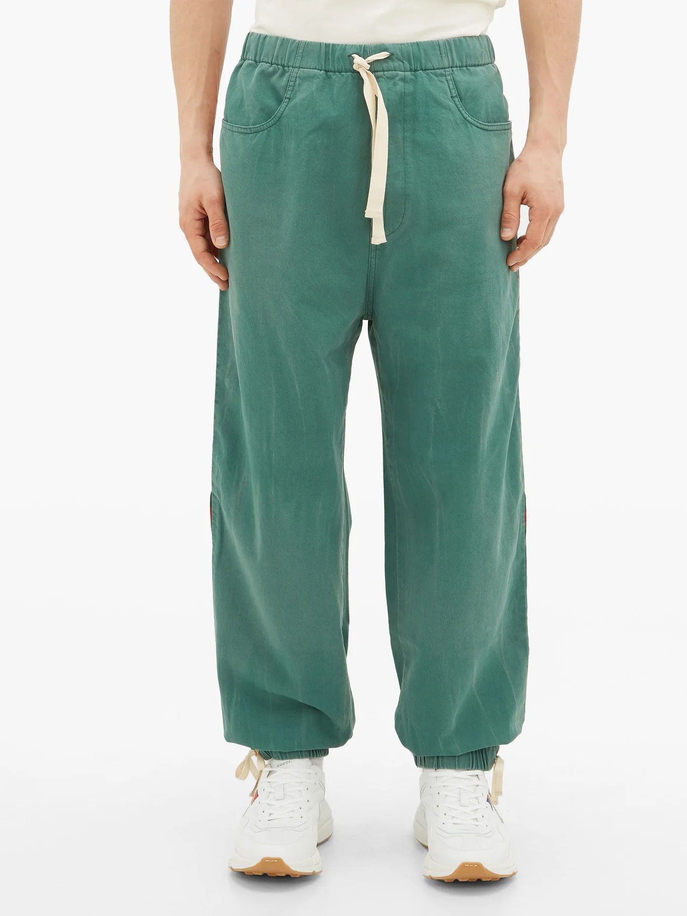 Gucci Gucci Web Stripe Track Pants - Stonewashed Green Denim Size US 36 / EU 52 - 2 Thumbnail