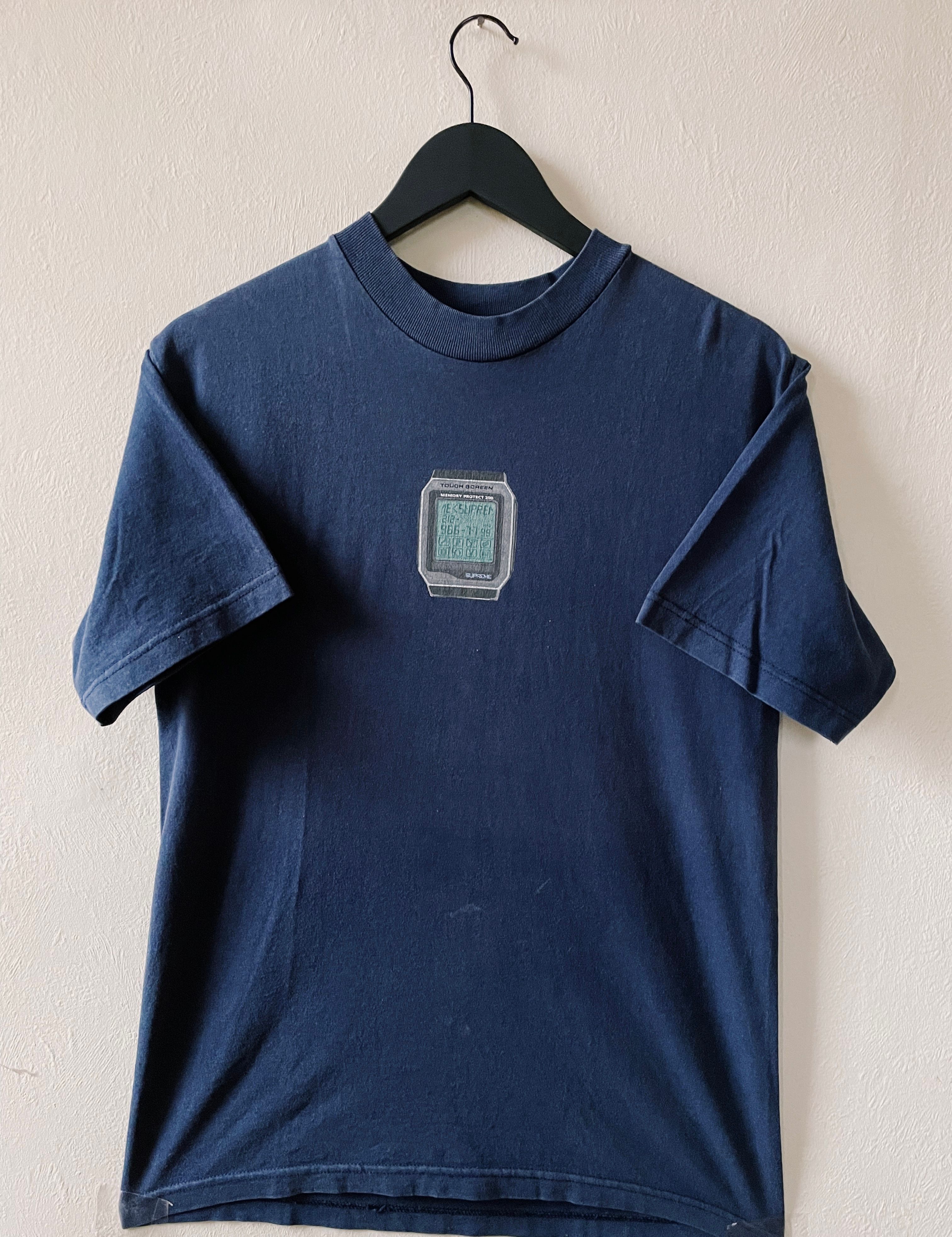 Pre-owned Supreme X Vintage 1998 Supreme Casio Watch T-shirt Navy