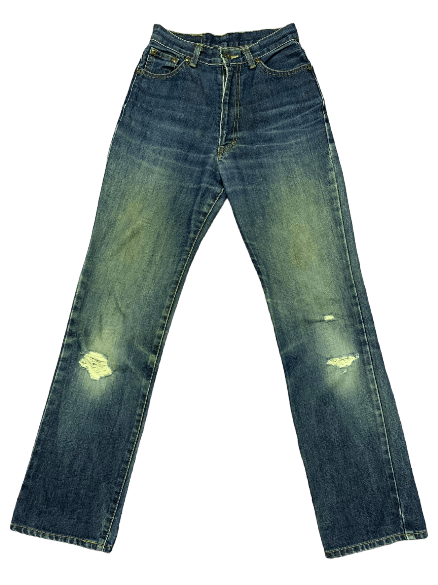 image of Distressed Denim Vintage Distressed Mud Wash Jeans in Blue, Women's (Size 24)