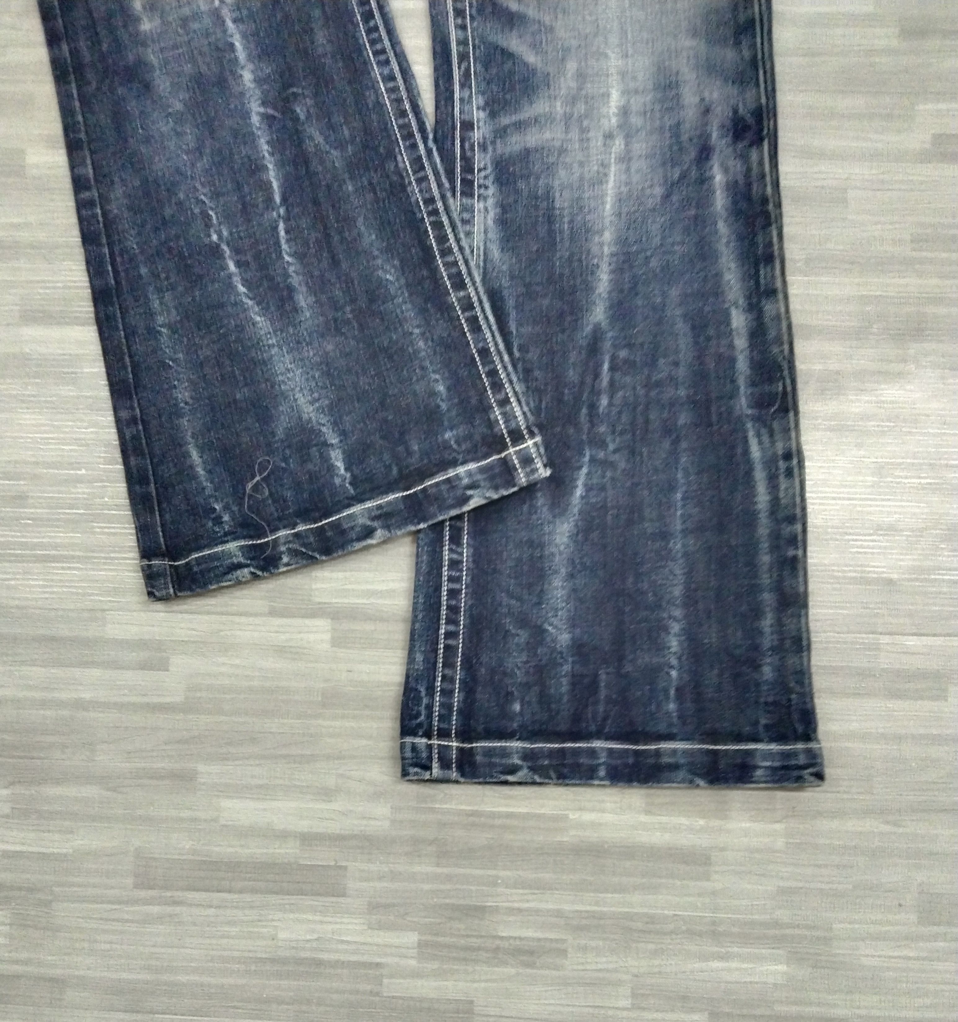 Japanese Brand FLARE🔥WASHED BLUE STUDDED WAVE LIST DENIM PANTS Size US 32 / EU 48 - 6 Thumbnail