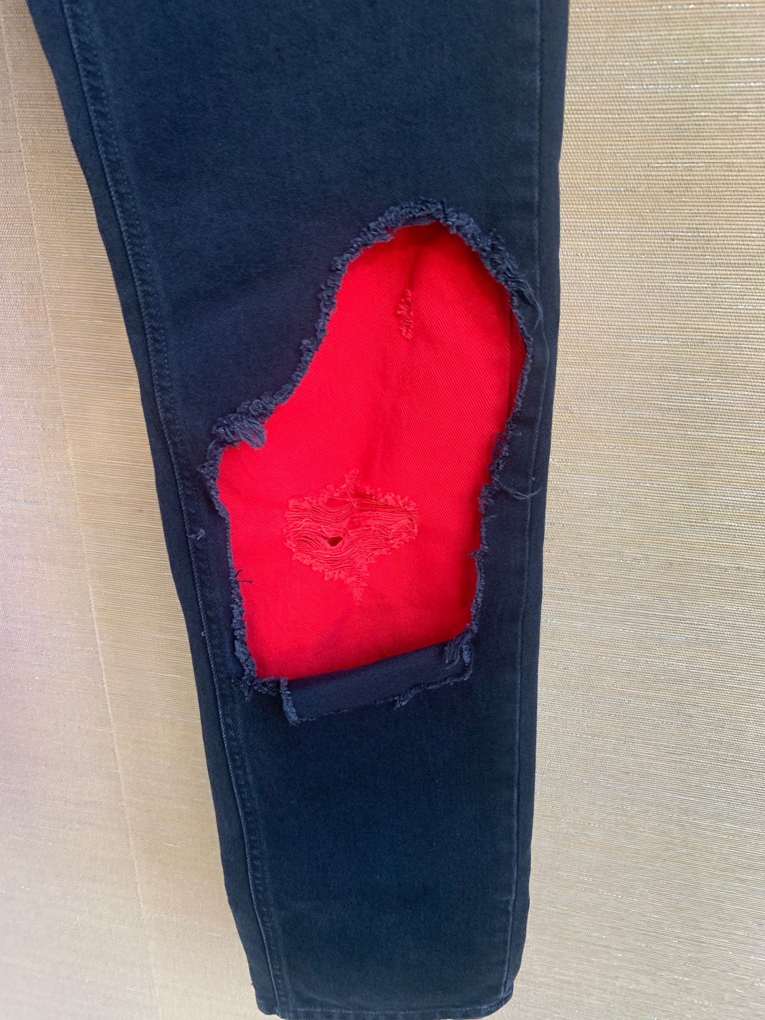 Raf Simons AW19 Slim Destroyed Denim in Black Red Size US 34 / EU 50 - 6 Thumbnail