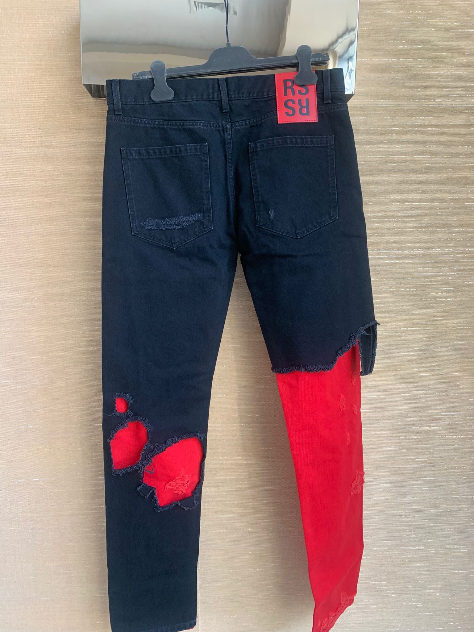 Raf Simons AW19 Slim Destroyed Denim in Black Red Size US 34 / EU 50 - 12 Thumbnail