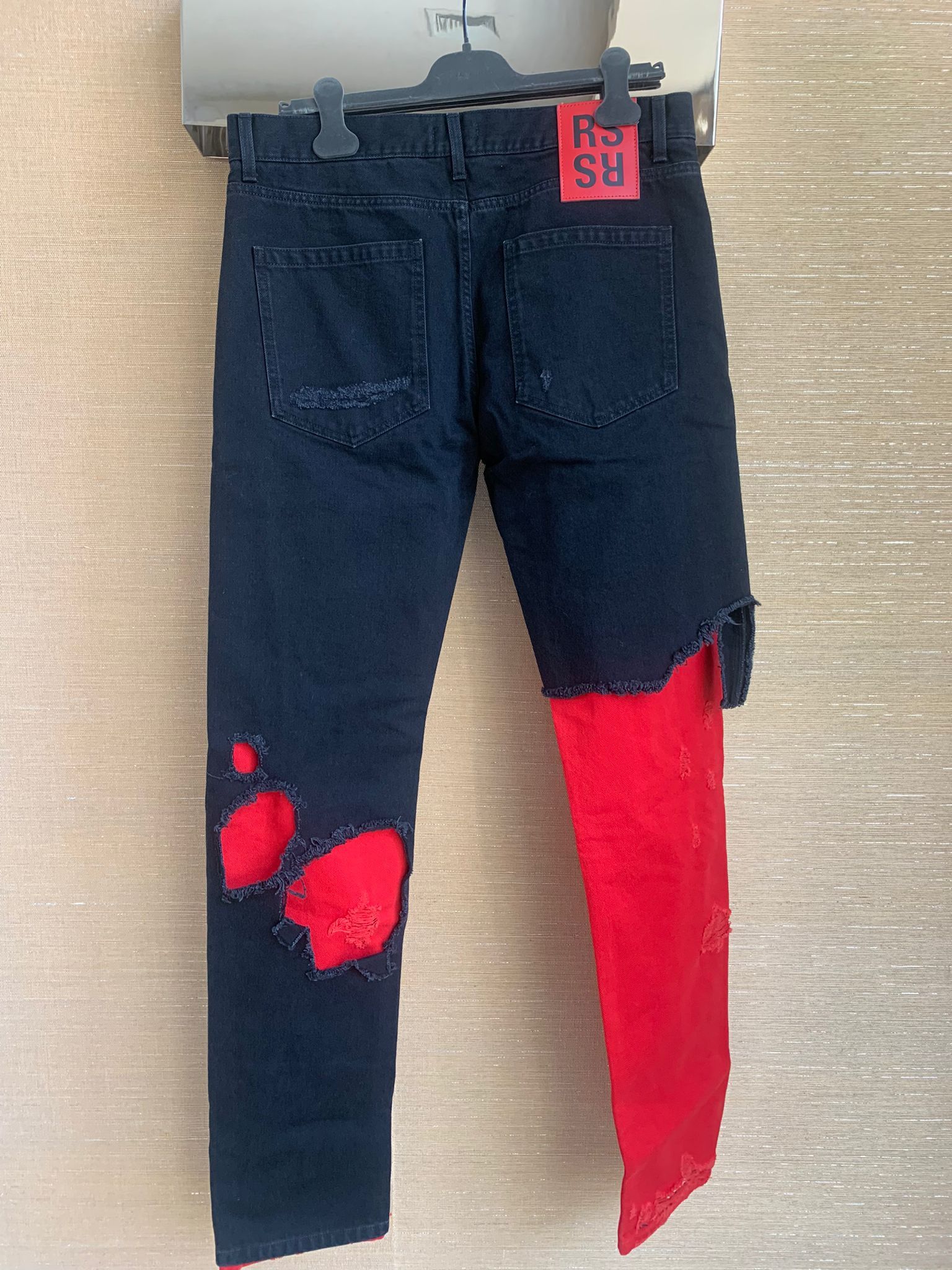 Raf Simons AW19 Slim Destroyed Denim in Black Red Size US 34 / EU 50 - 13 Thumbnail