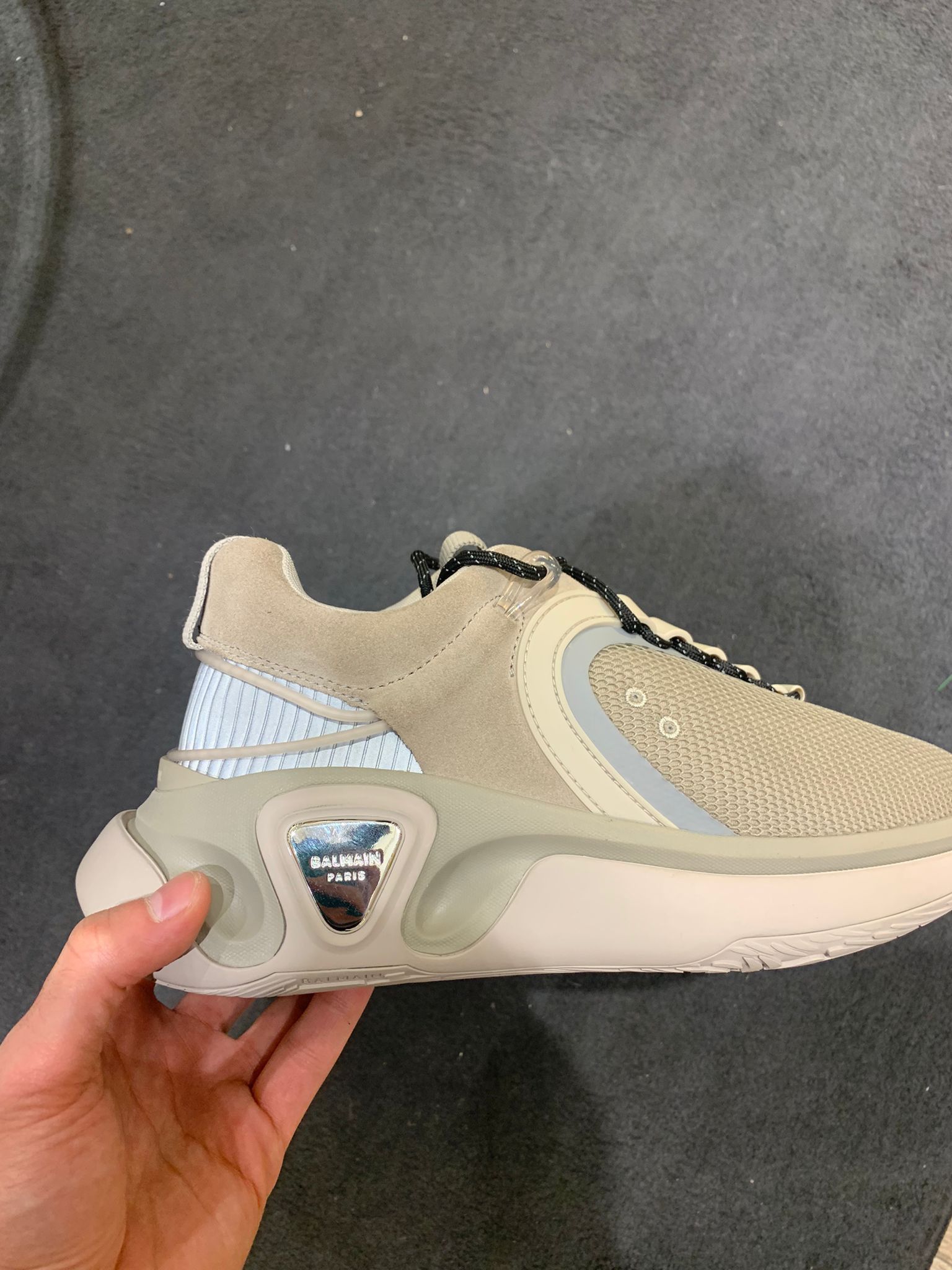 image of Balmain Low Top Runner Shoes in Beige, Men's (Size 10)
