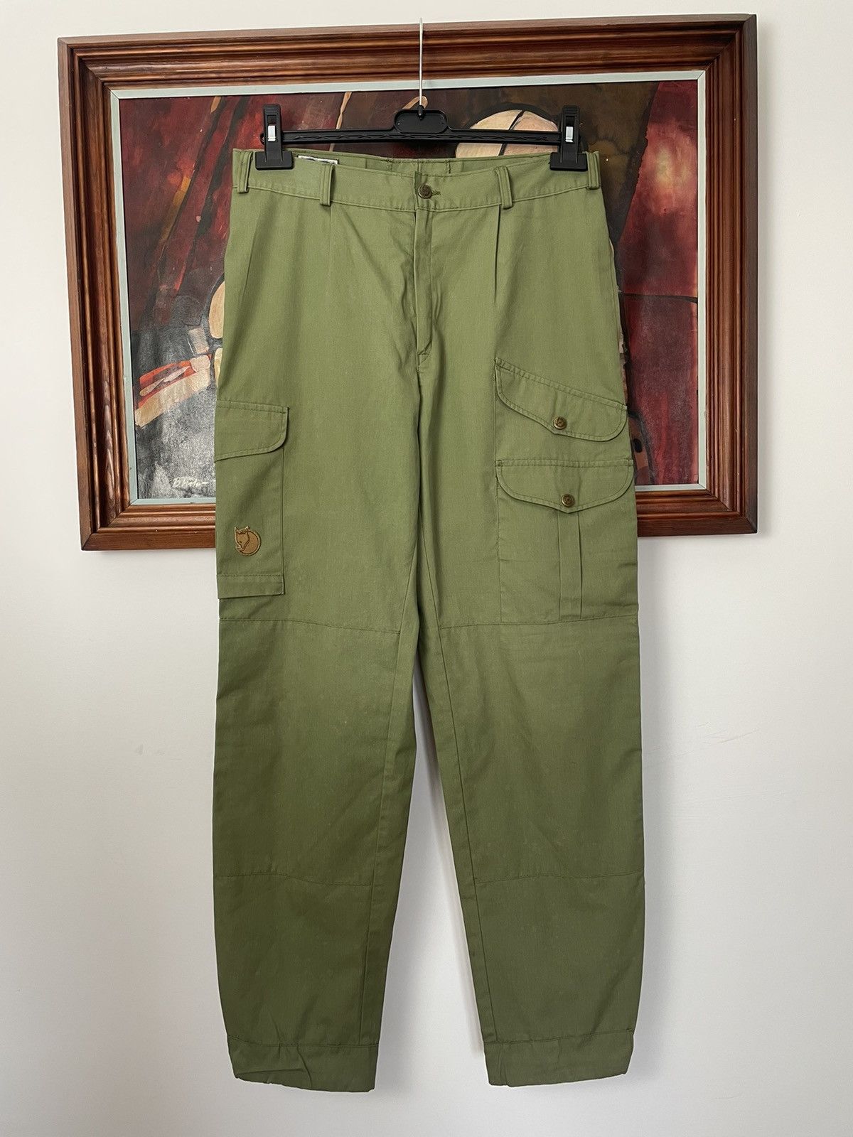 Vintage 90s 00s Khaki Green Fjällräven  Brown Cargo Utility Trousers L