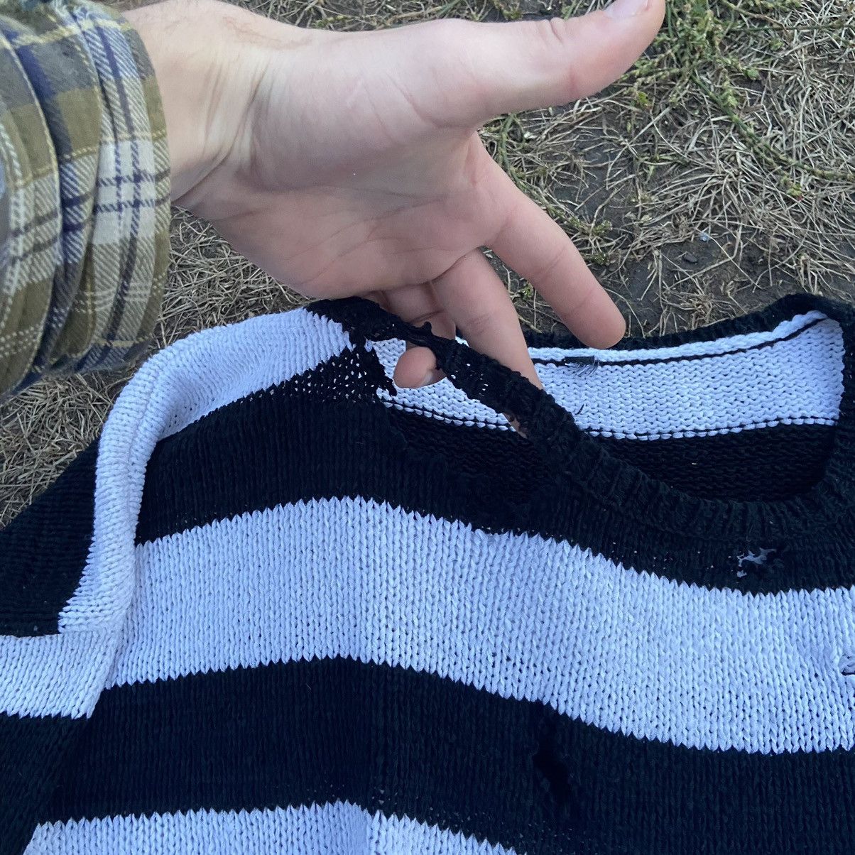 Vintage Vintage Y2K Striped Distressed Knit Sweater Grunge Slim XL Size XL / US 12-14 / IT 48-50 - 7 Thumbnail