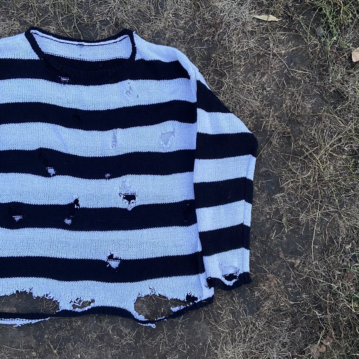 Vintage Vintage Y2K Striped Distressed Knit Sweater Grunge Slim XL Size XL / US 12-14 / IT 48-50 - 2 Thumbnail