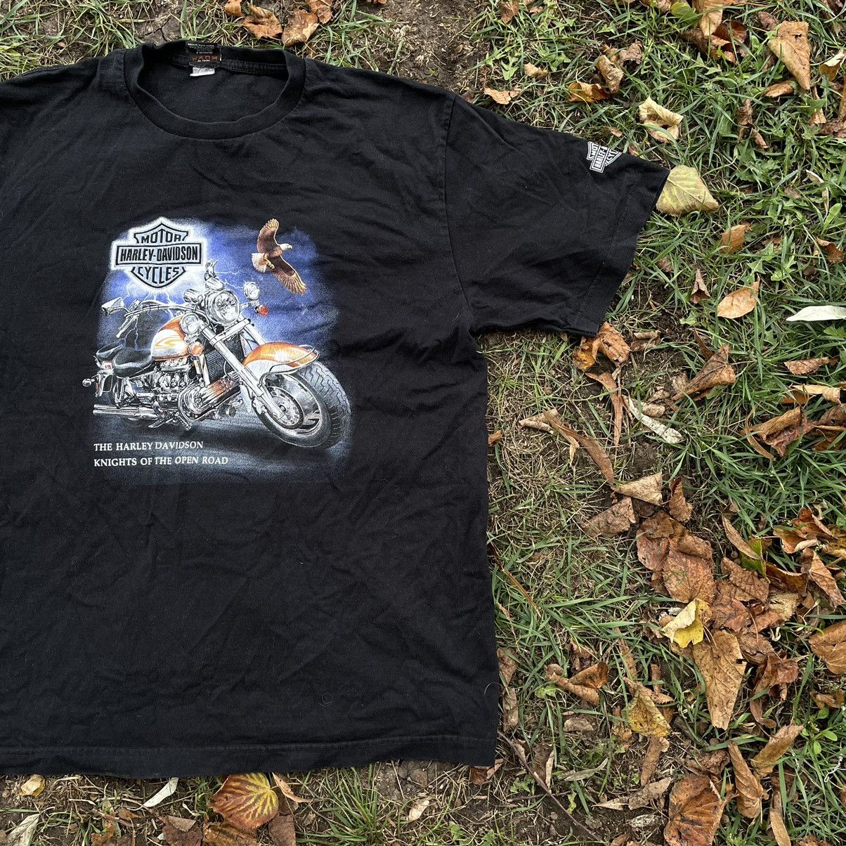 Harley Davidson Vintage 90s Faded Thrashed Harley Davidson Tee Skulls 3D Size US XL / EU 56 / 4 - 2 Thumbnail