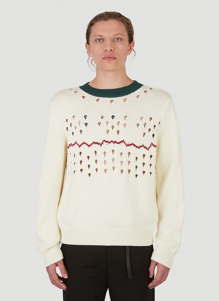 image of Namacheko Ss21 Krokus Negative Intarsia Sweater In Beige in White, Men's (Size Small)