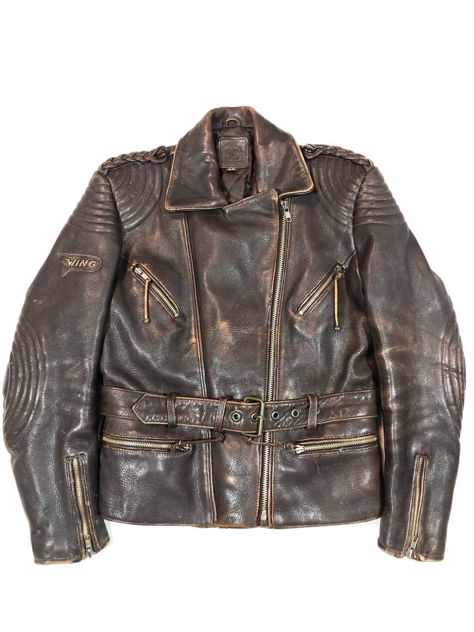 Genuine Leather Wings Leather Moto Biker Jacket Vintage Size US S / EU 44-46 / 1 - 1 Thumbnail