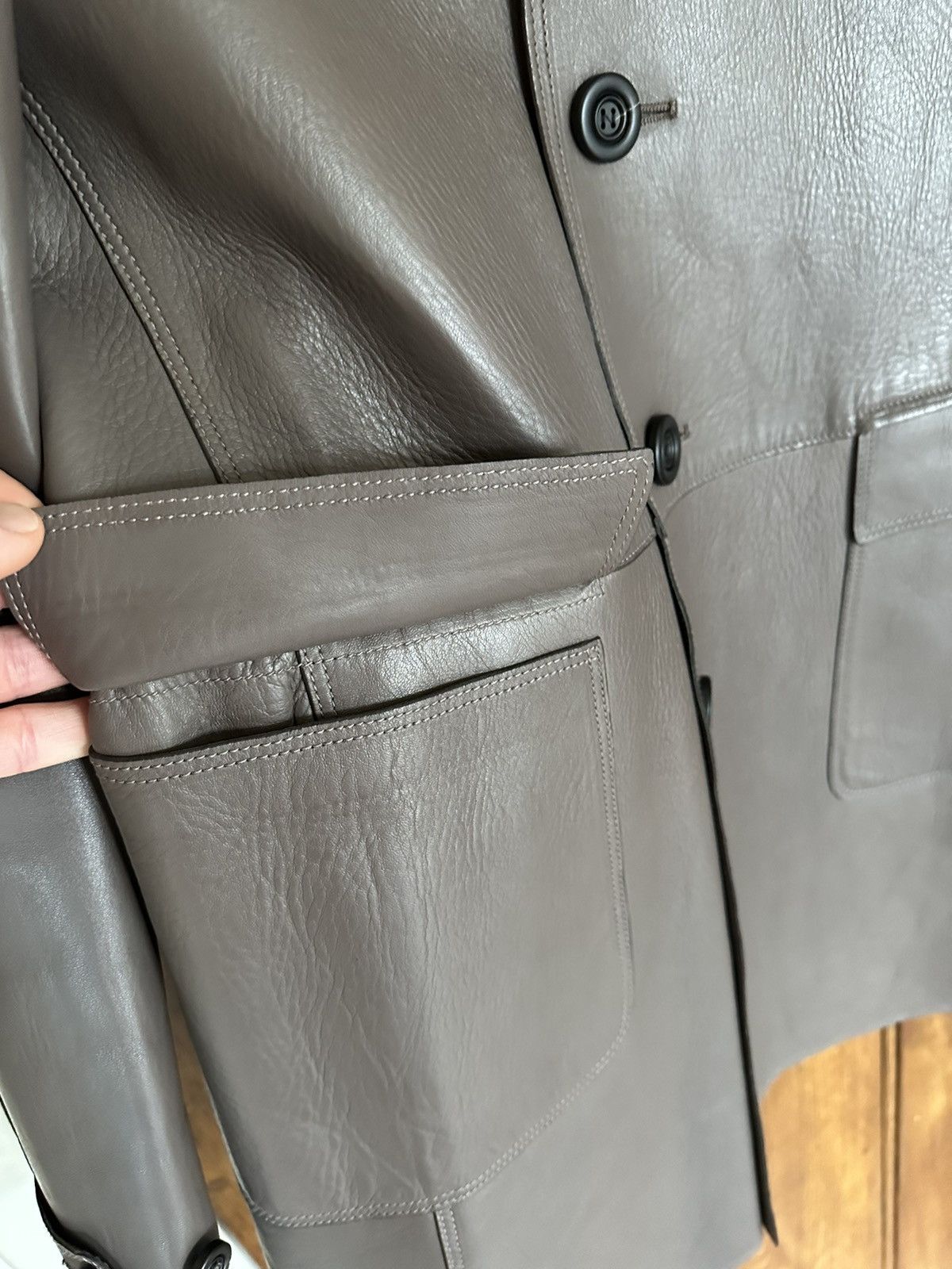 Burberry Prorsum Burberry Prorsum Bailey sample long grey leather coat Size US M / EU 48-50 / 2 - 14 Thumbnail