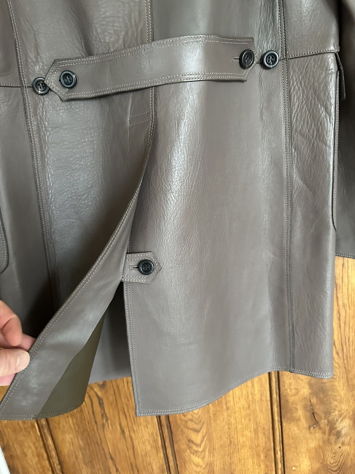Burberry Prorsum Burberry Prorsum Bailey sample long grey leather coat Size US M / EU 48-50 / 2 - 18 Thumbnail
