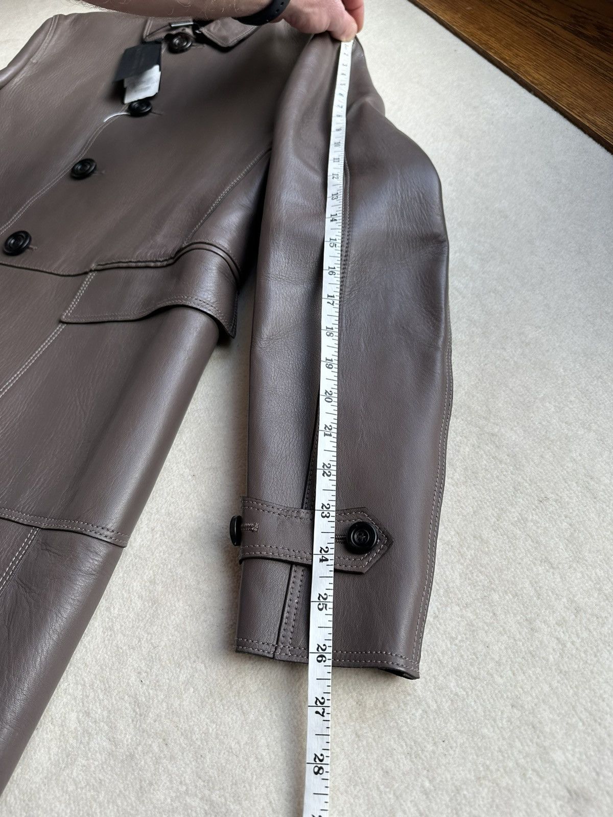 Burberry Prorsum Burberry Prorsum Bailey sample long grey leather coat Size US M / EU 48-50 / 2 - 10 Thumbnail