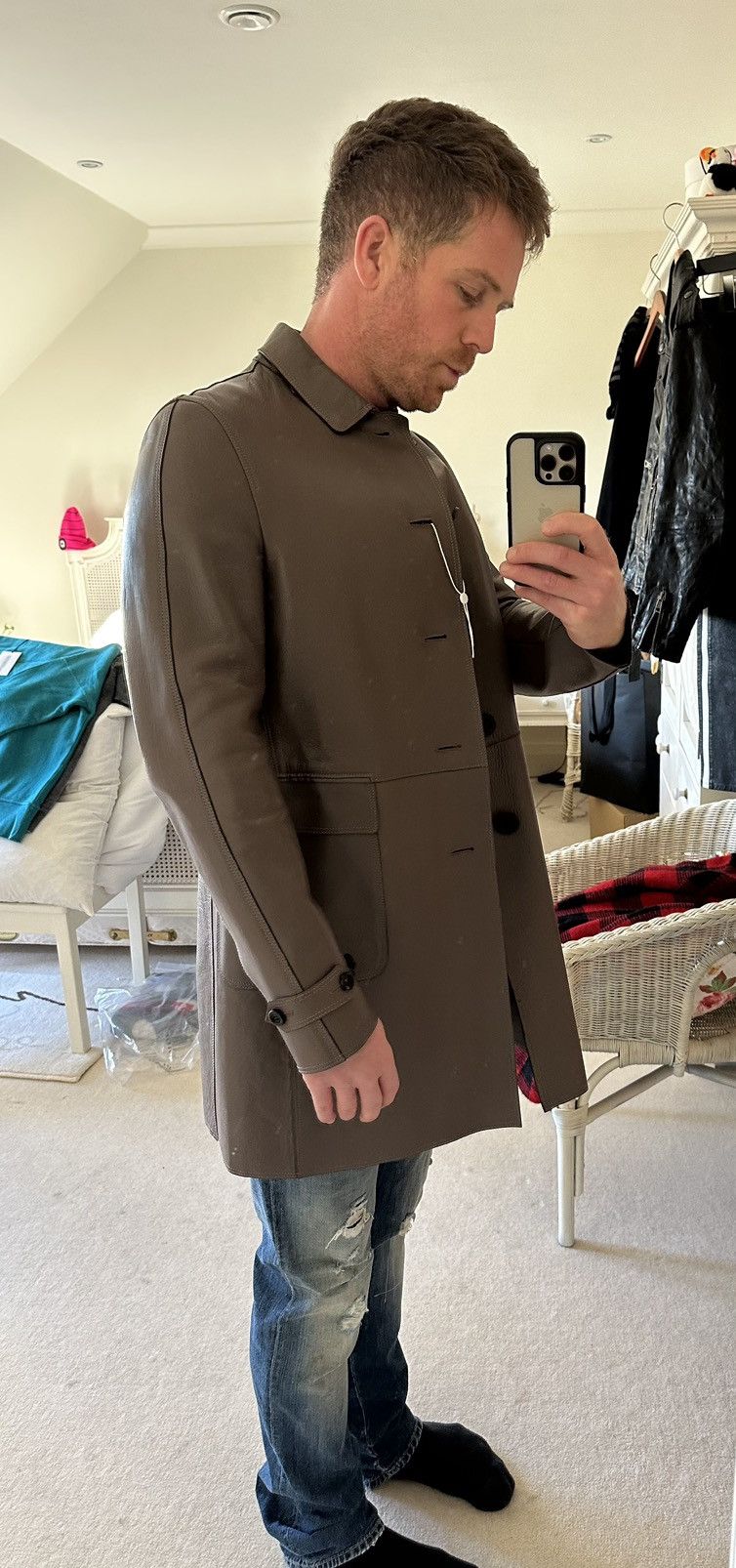 Burberry Prorsum Burberry Prorsum Bailey sample long grey leather coat Size US M / EU 48-50 / 2 - 6 Thumbnail