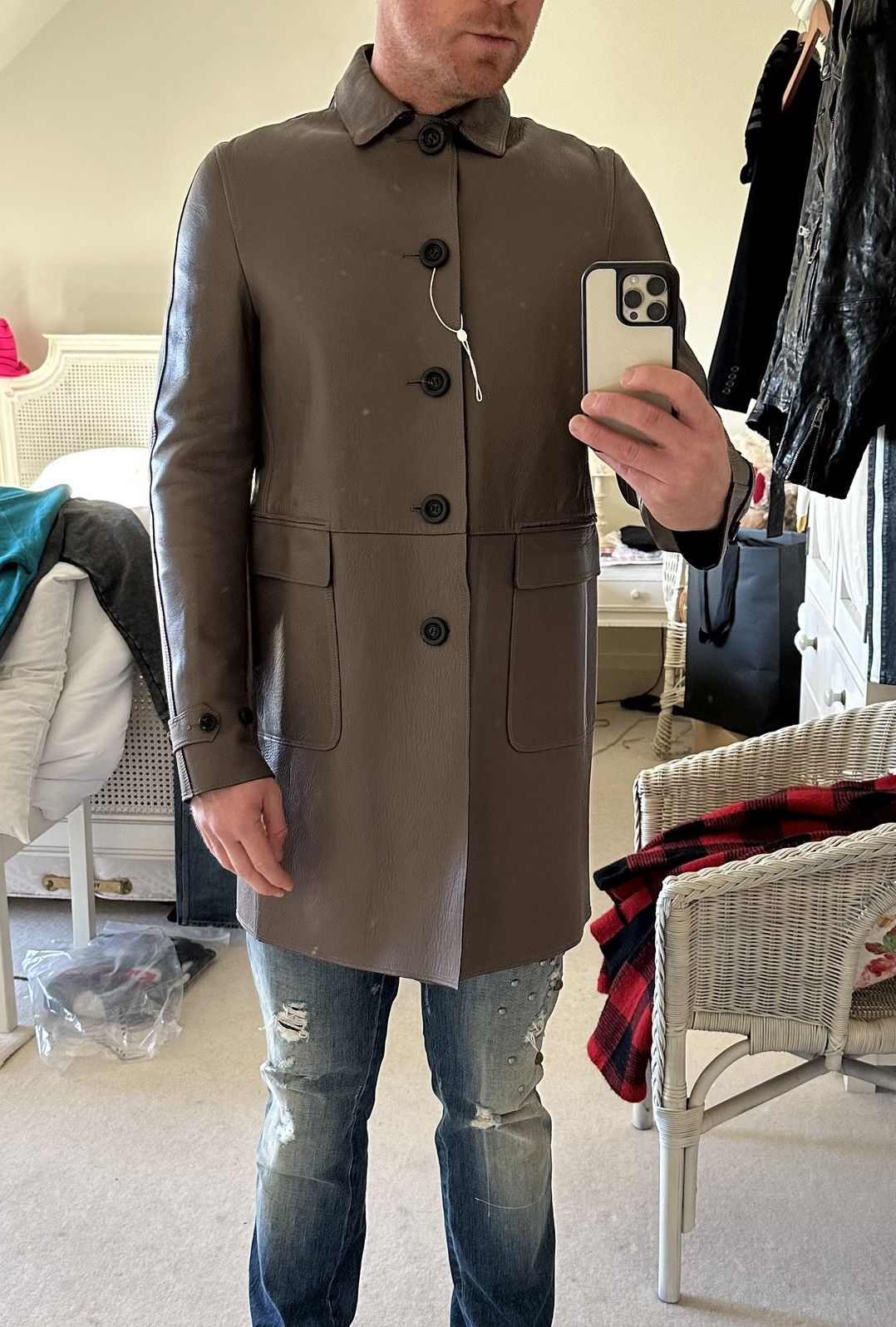Burberry Prorsum Burberry Prorsum Bailey sample long grey leather coat Size US M / EU 48-50 / 2 - 4 Thumbnail