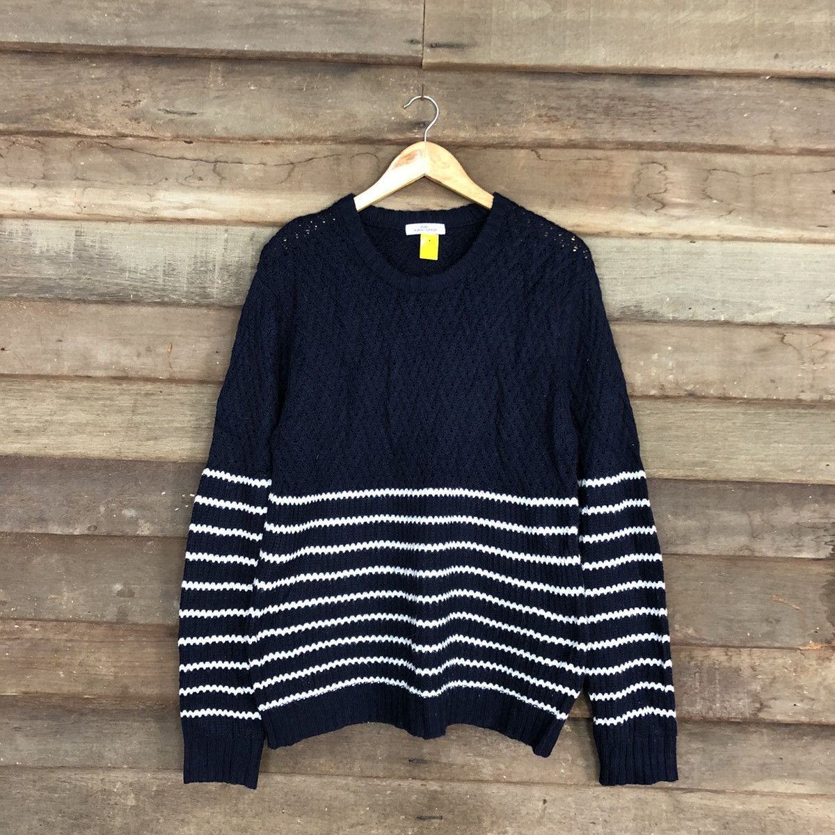 image of Homespun Knitwear Avant Grade Blue Stripe Knitwear 3949, Men's (Size Large)