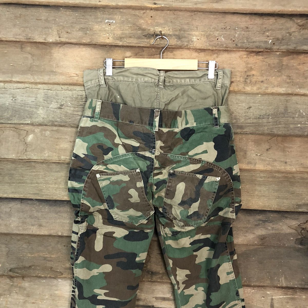 Japanese Brand Galvanize double waist camo Green Army Cargo Pants #3814 Size US 30 / EU 46 - 9 Thumbnail