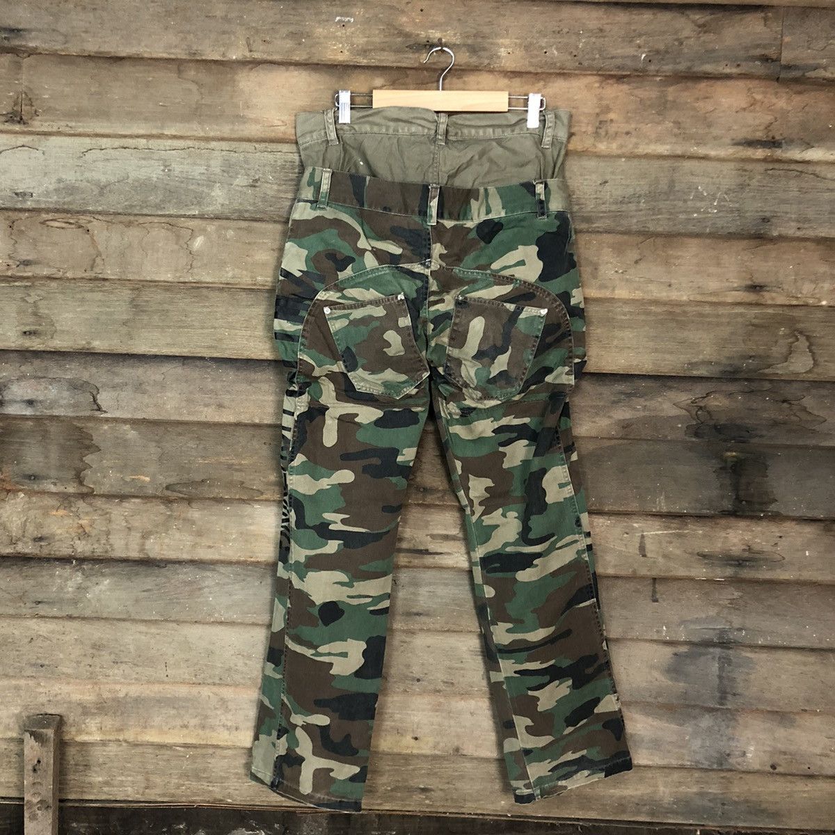 Japanese Brand Galvanize double waist camo Green Army Cargo Pants #3814 Size US 30 / EU 46 - 8 Thumbnail
