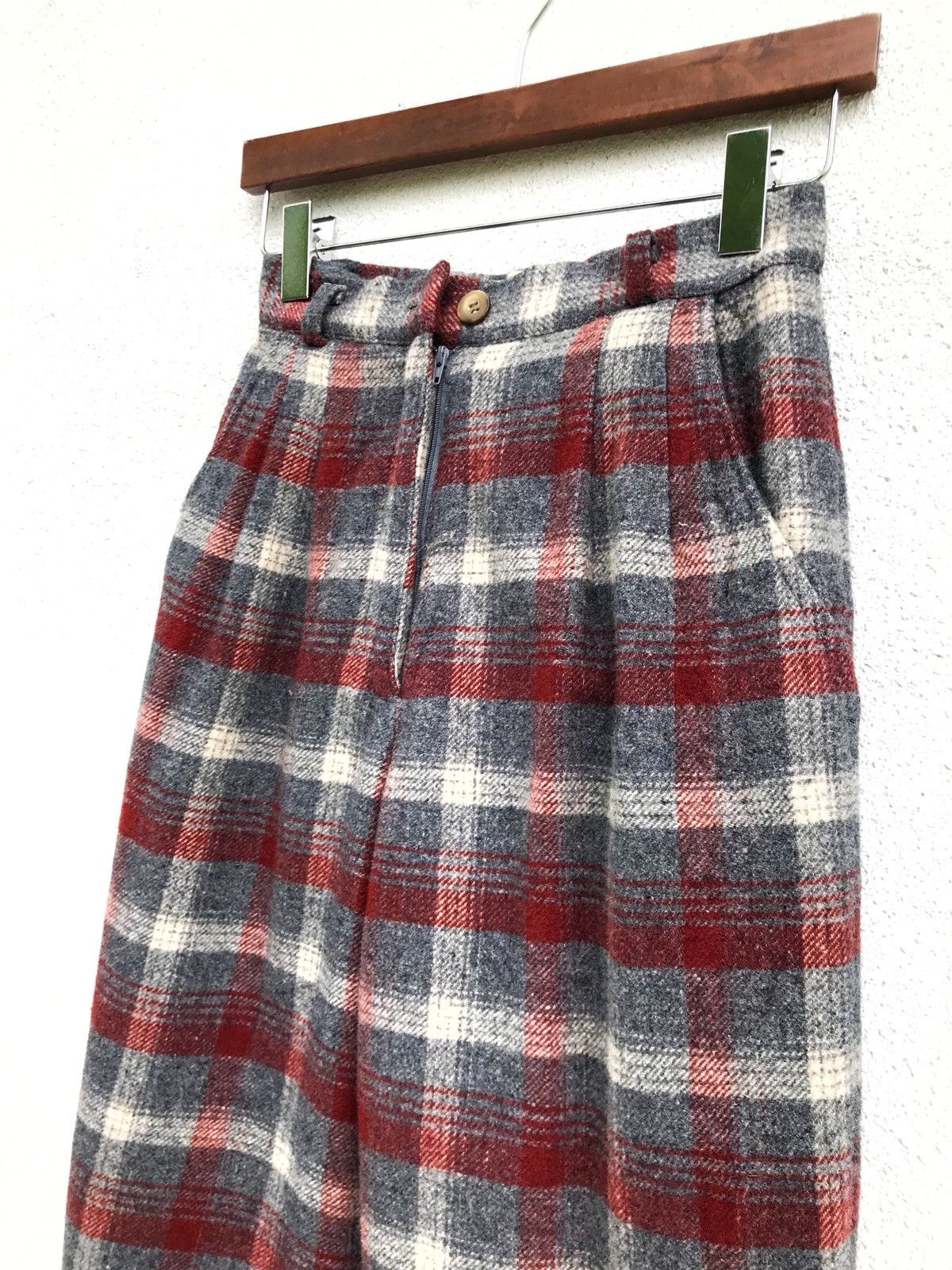 Designer × Japanese Brand Vintage Dixie Sport Wool Checked High Waist Trousers Pants Size US 26 / EU 42 - 2 Thumbnail