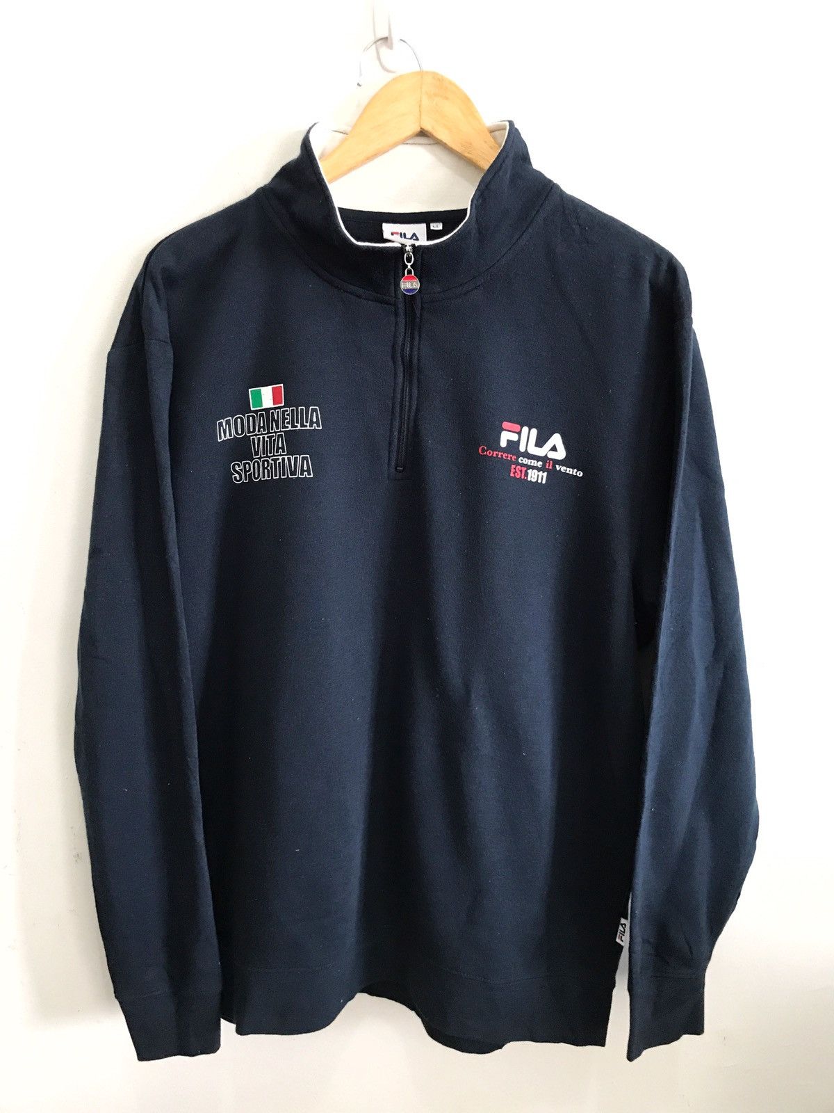 Fila Fila Front Logo Pullover Half Neck Zipper Sweatshirt Size US L / EU 52-54 / 3 - 1 Thumbnail