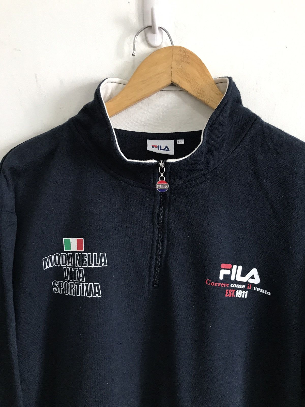 Fila Fila Front Logo Pullover Half Neck Zipper Sweatshirt Size US L / EU 52-54 / 3 - 2 Thumbnail