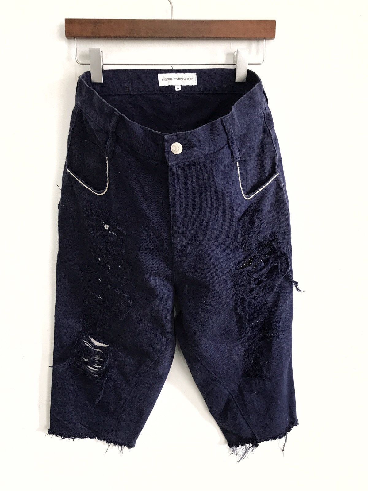 Japanese Brand Ehyphen World Gallery Made In Japan Distressed Cropped Size US 31 - 2 Thumbnail