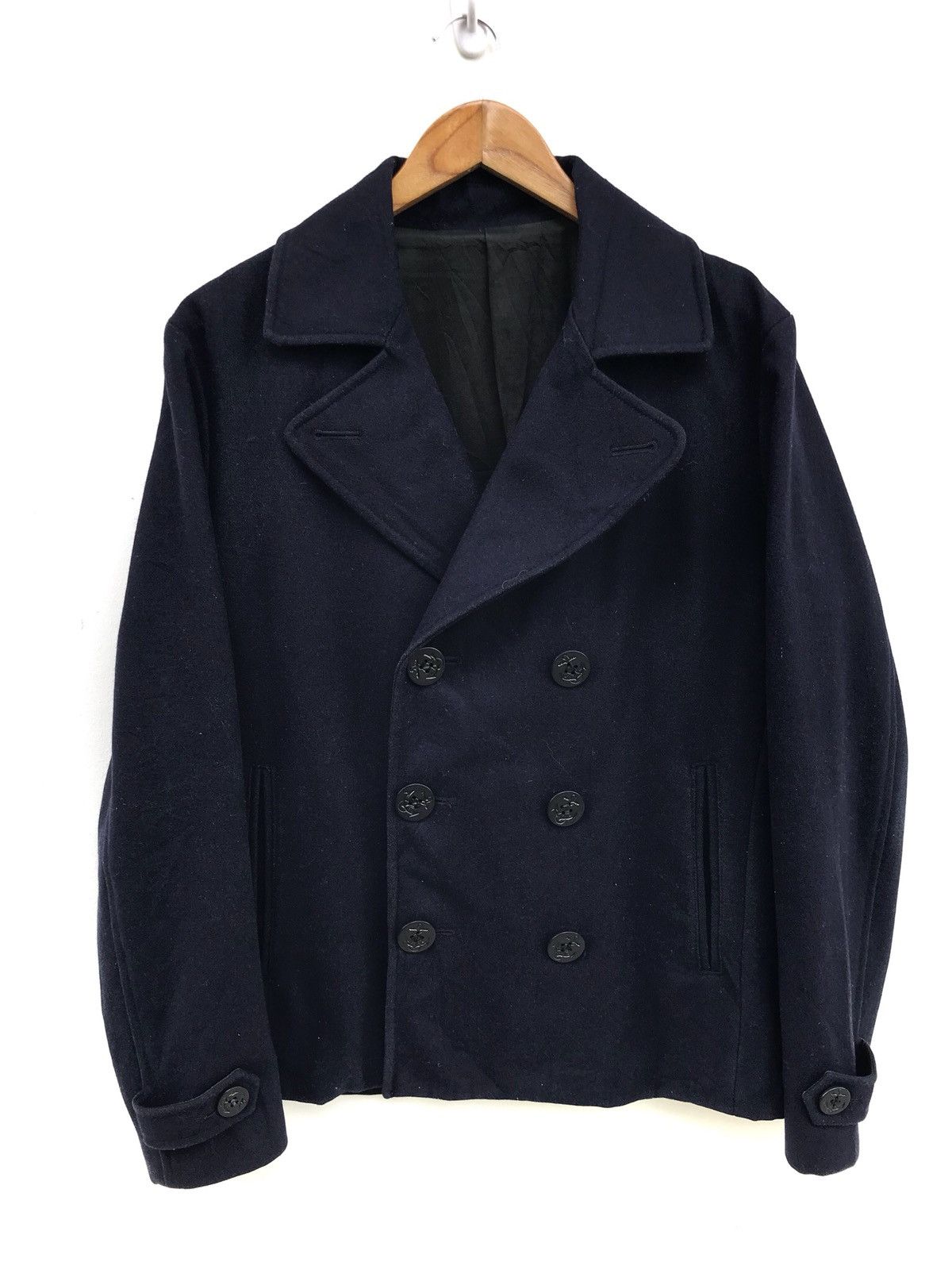 image of Winter Session Tkmixpice The Shop Wool Pea Jacket in Black, Men's (Size Large)