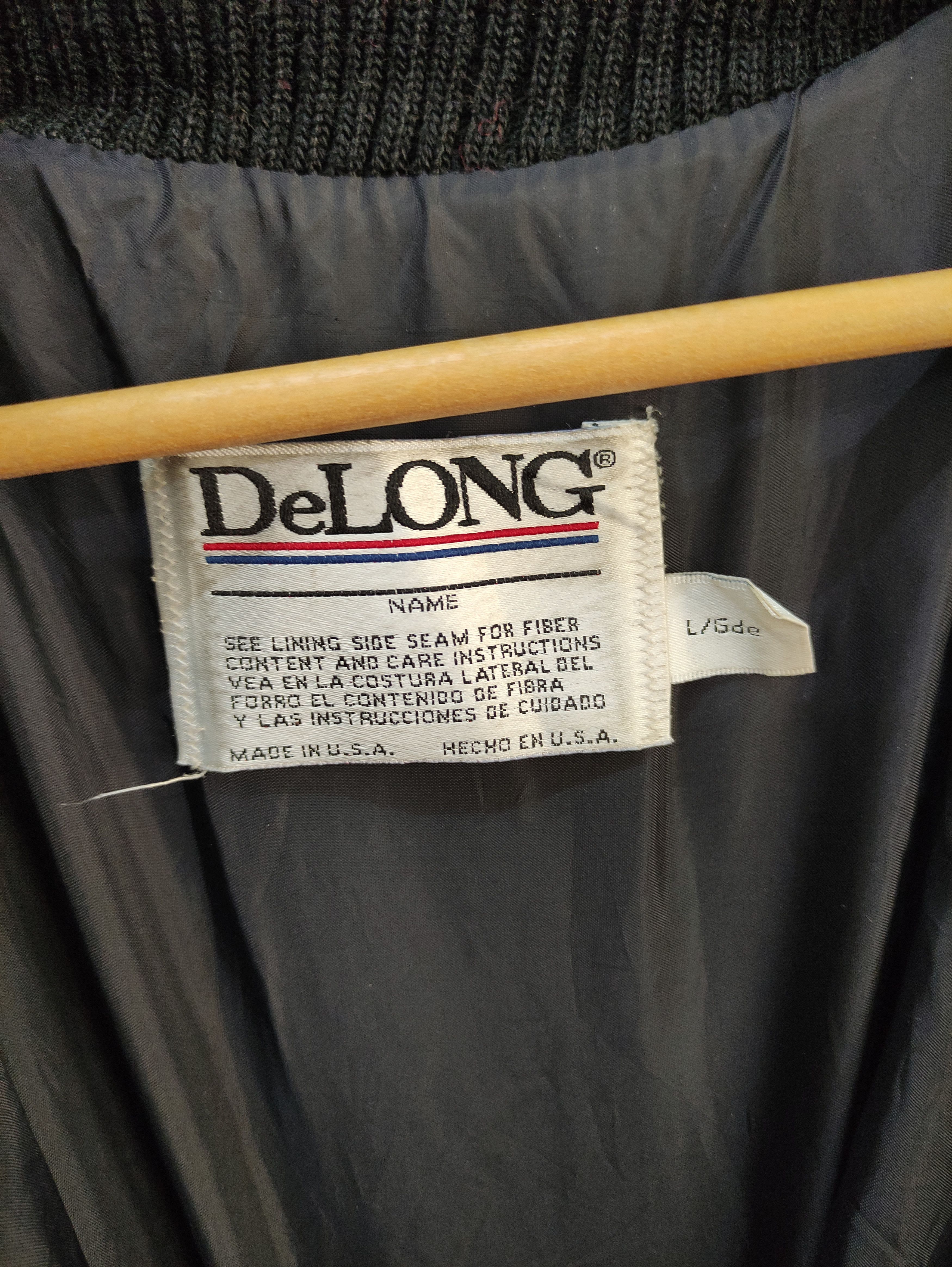 Delong × Vintage Vintage DeLong Black Blank Wool Varsity Jacket Made in USA Size US L / EU 52-54 / 3 - 6 Thumbnail