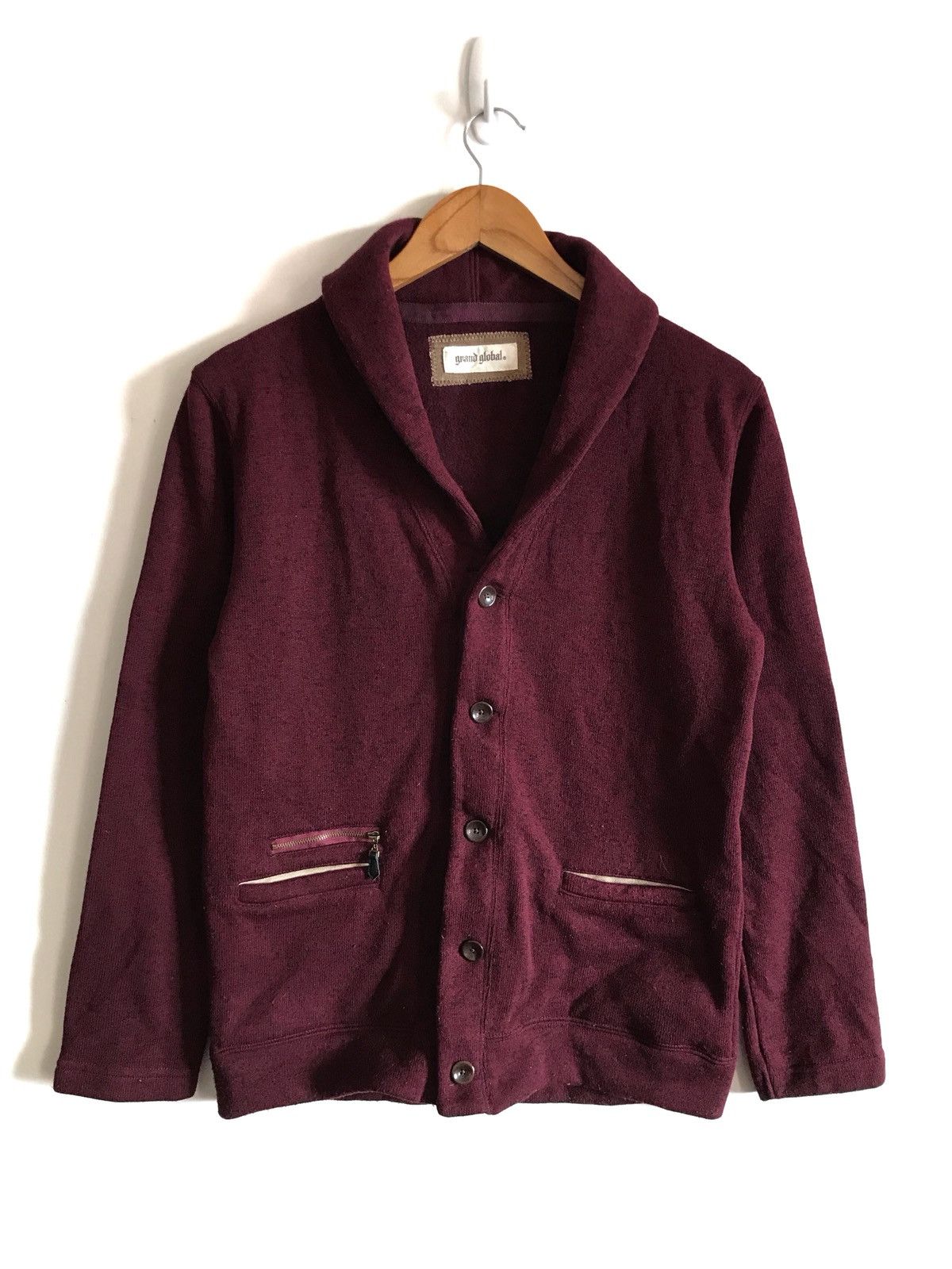 Designer × Japanese Brand Grand Global Shawl Collar Button Sweatshirt Jacket Size US S / EU 44-46 / 1 - 1 Thumbnail