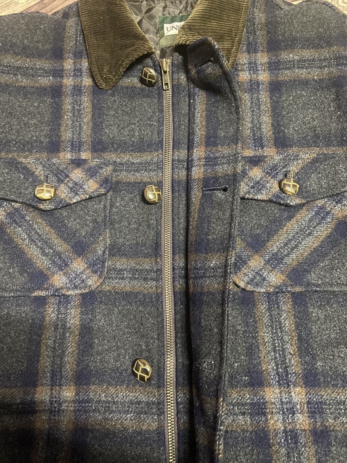 Flannel × Uniqlo × Vintage Vintage Uniqlo Checkered Zip Up Wool Flannel Jacket Size US L / EU 52-54 / 3 - 5 Thumbnail
