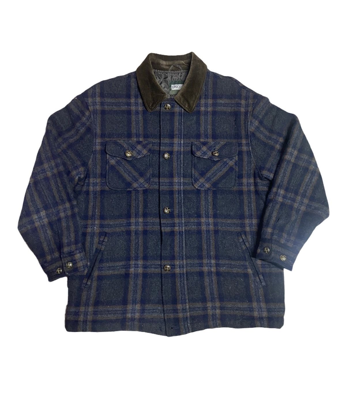 Vintage Uniqlo Checkered Zip Up Wool Flannel Jacket