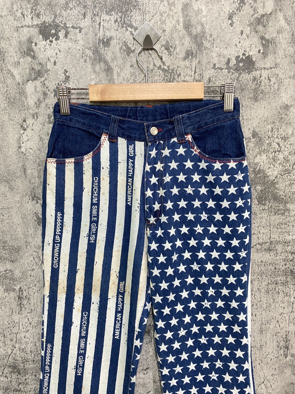 Designer × Japanese Brand Japanese CHUCHUM Star Striped Flared Design Pants Size US 26 / EU 42 - 8 Thumbnail