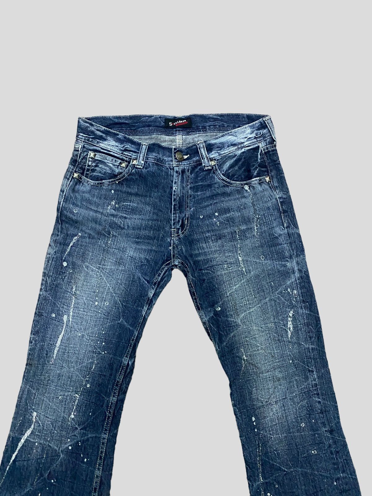 Hysteric Glamour VINTAGE SORRIDERE STUD GLITTER SPLASH FLARED DISTRESSED JEAN Size US 30 / EU 46 - 3 Thumbnail