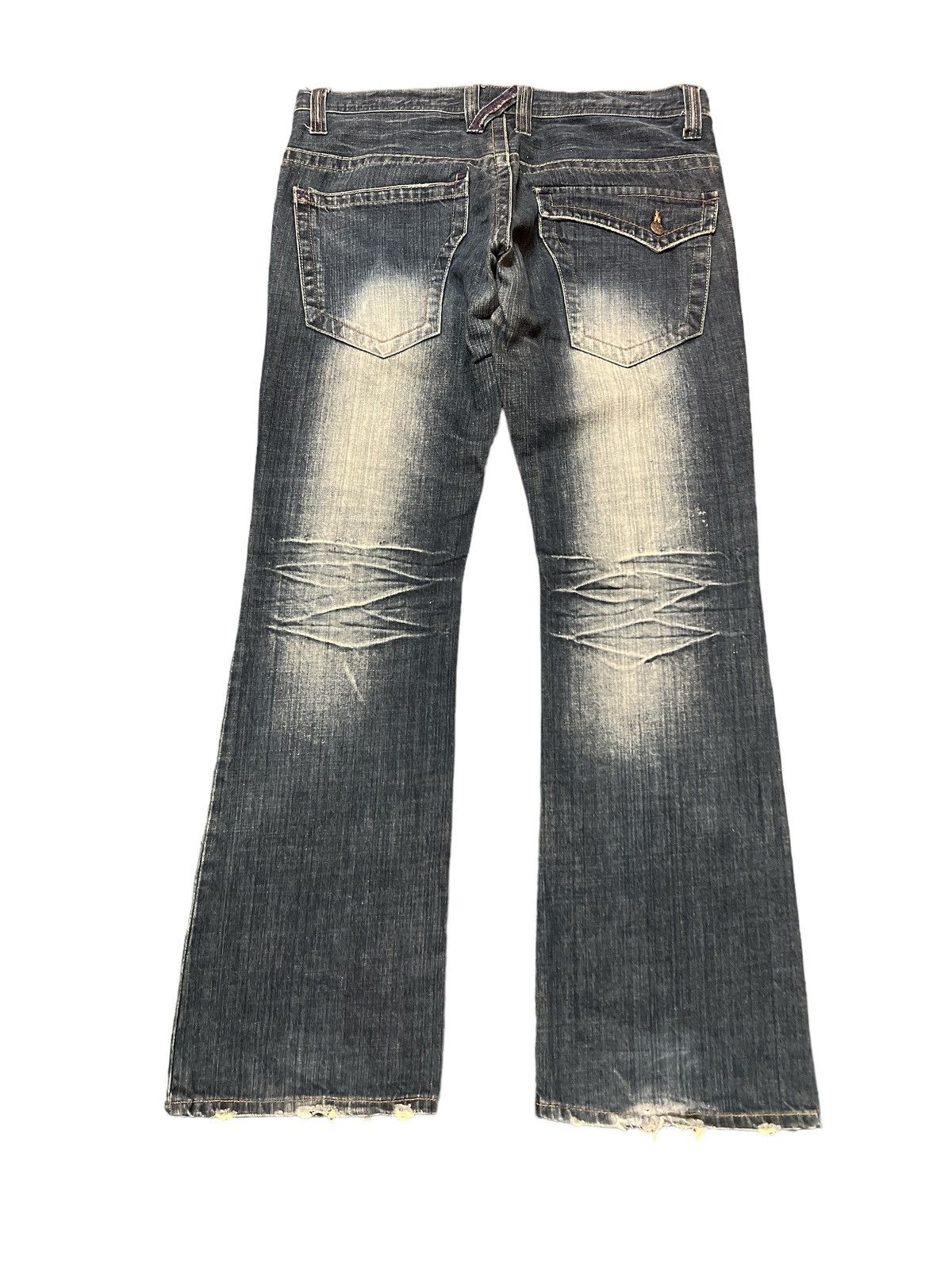 Japanese Brand × Vintage FLARED💥ROOT THREE DISTRESSED DENIM PANT Size US 34 / EU 50 - 6 Thumbnail
