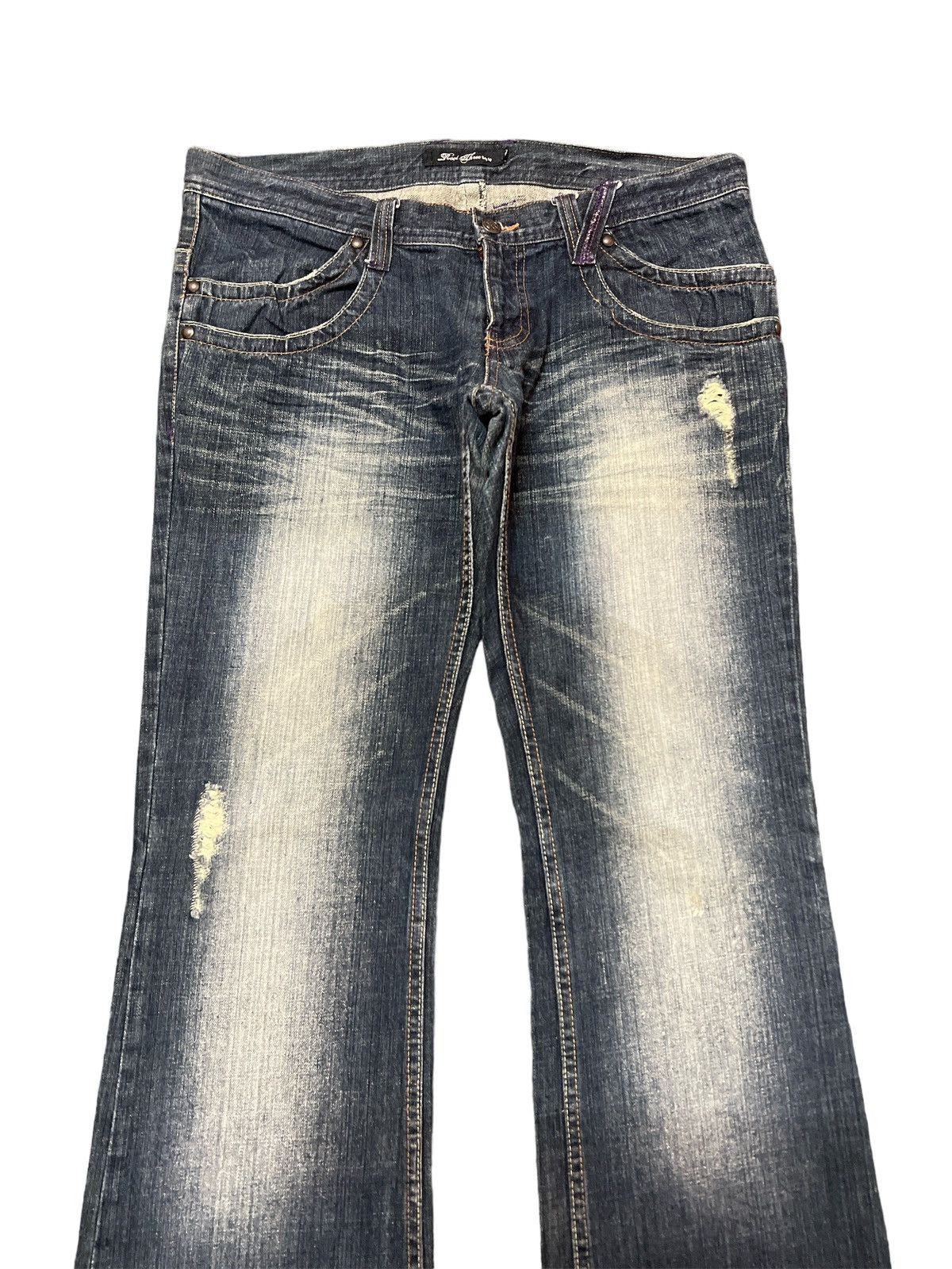 Japanese Brand × Vintage FLARED💥ROOT THREE DISTRESSED DENIM PANT Size US 34 / EU 50 - 3 Thumbnail