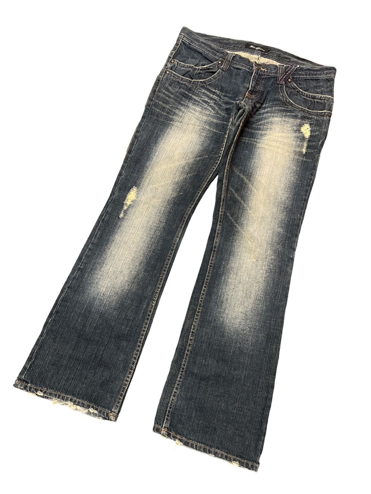 Japanese Brand × Vintage FLARED💥ROOT THREE DISTRESSED DENIM PANT Size US 34 / EU 50 - 5 Thumbnail