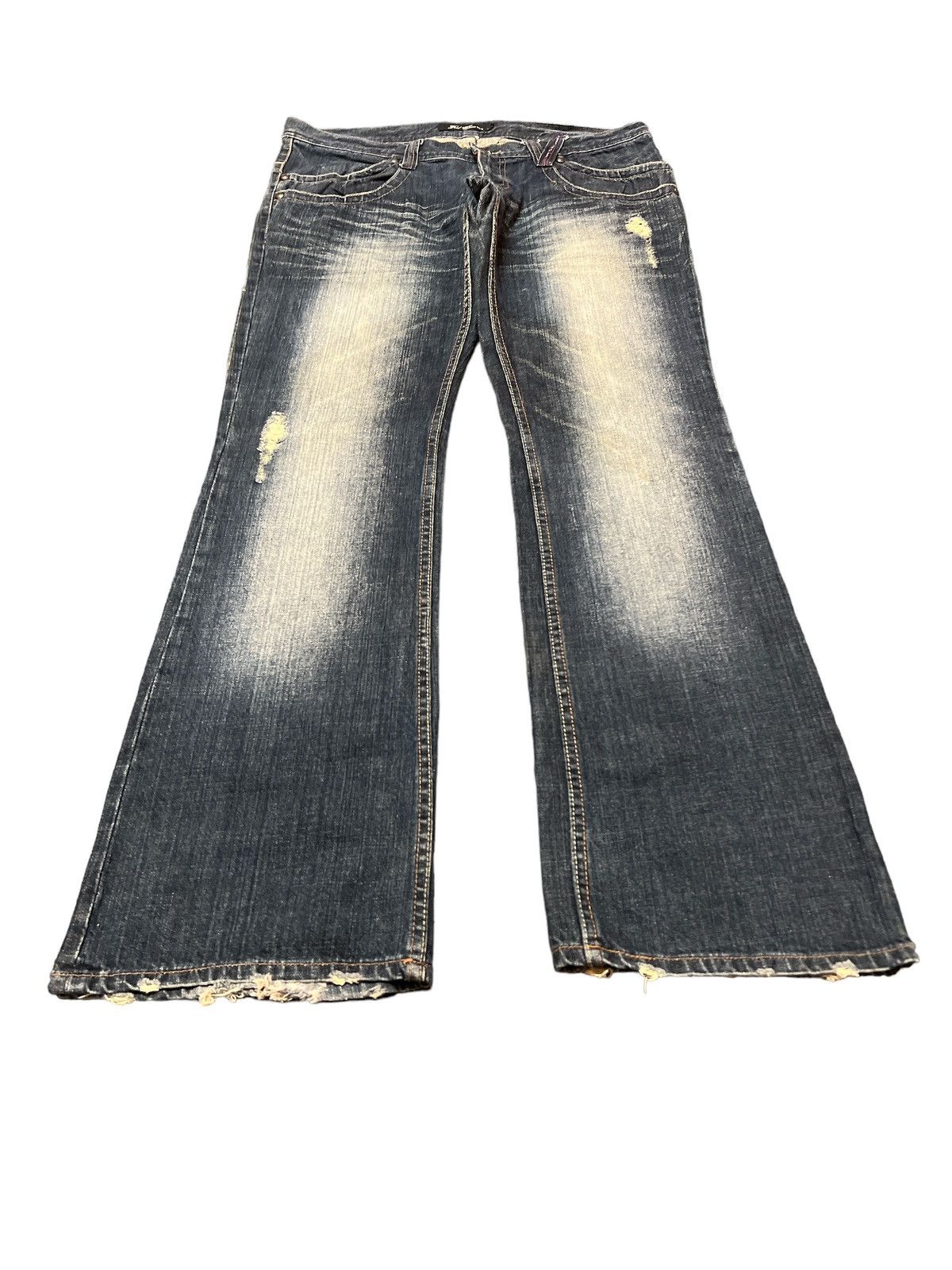 Japanese Brand × Vintage FLARED💥ROOT THREE DISTRESSED DENIM PANT Size US 34 / EU 50 - 2 Thumbnail