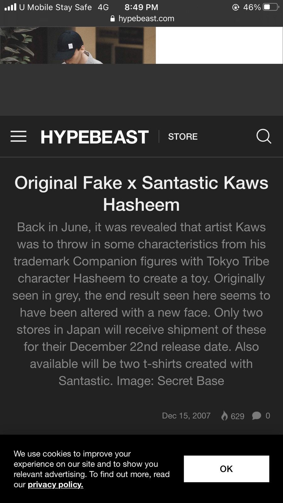 Kaws × Original Fake Original Fake x Santastic Kaws Hasheem Glow in the dark tee Size US M / EU 48-50 / 2 - 17 Thumbnail