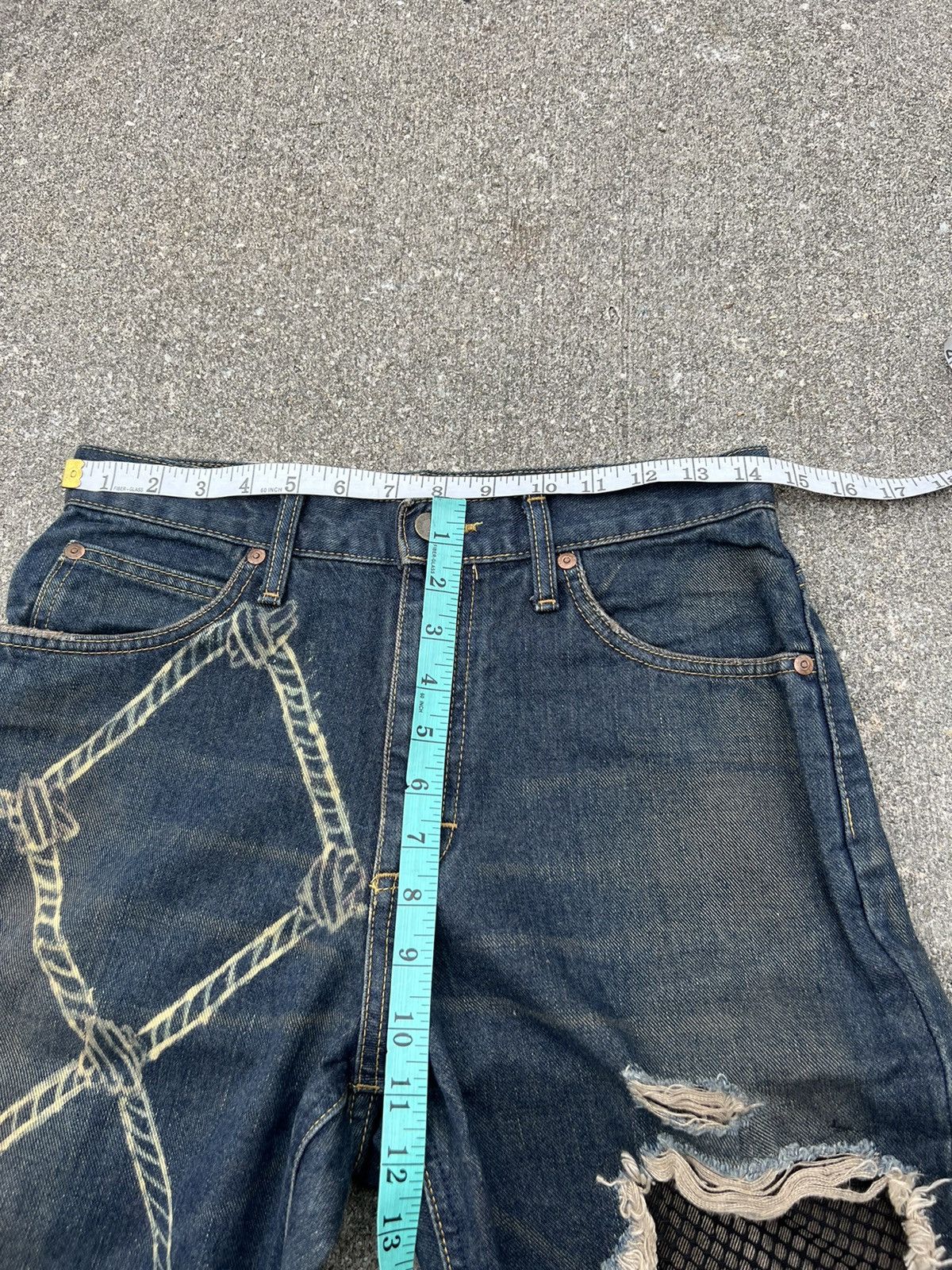 Lee Vintage Lee Japan Distressed Mesh Patchwork Denim Size US 29 - 2 Thumbnail