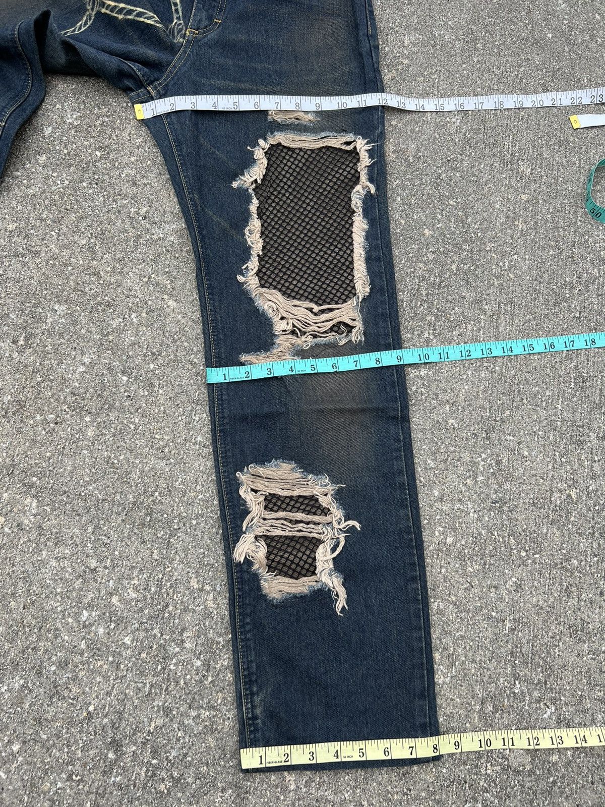 Lee Vintage Lee Japan Distressed Mesh Patchwork Denim Size US 29 - 3 Thumbnail