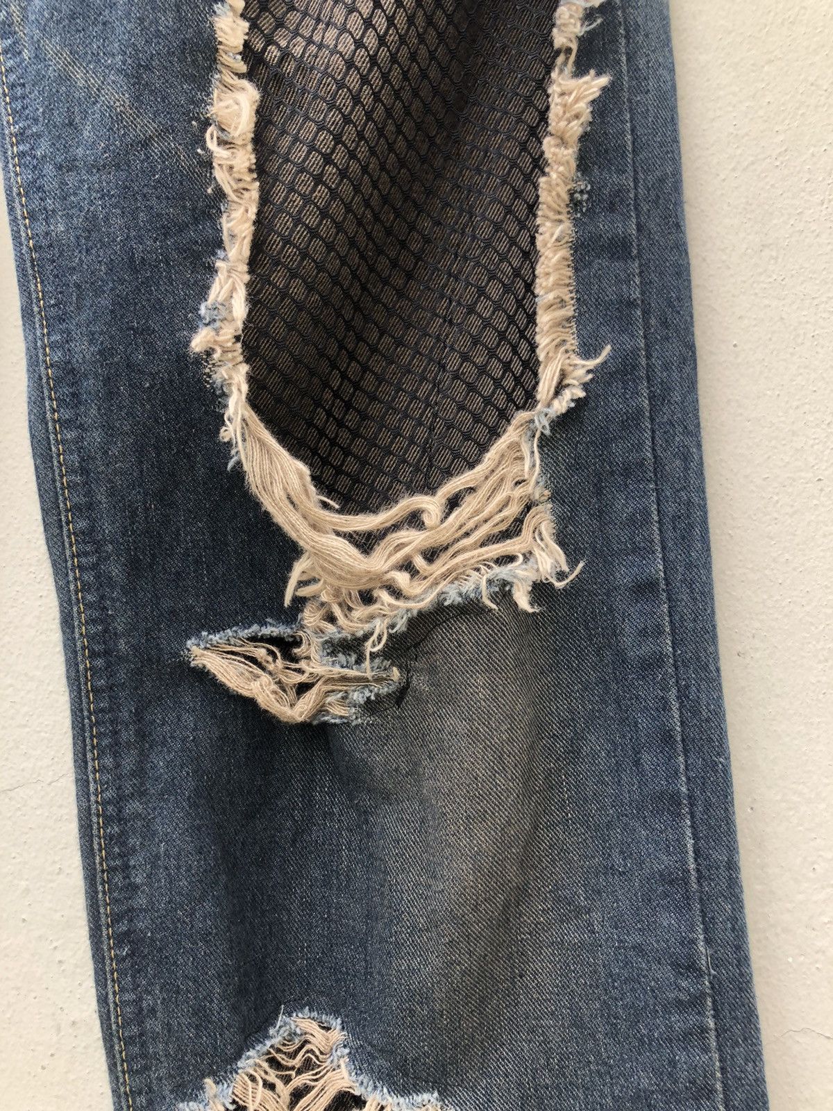 Lee Vintage Lee Japan Distressed Mesh Patchwork Denim Size US 29 - 13 Thumbnail