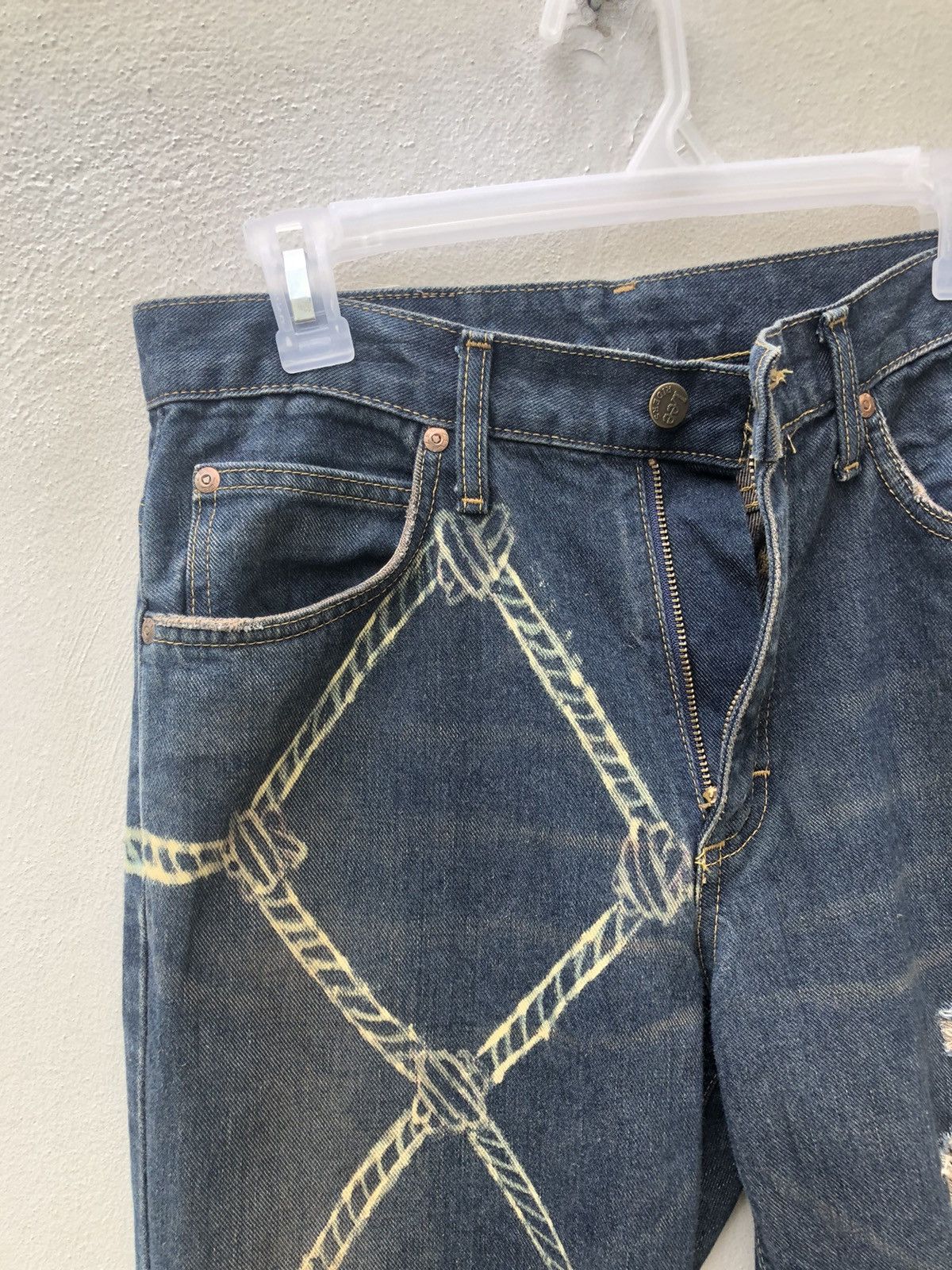 Lee Vintage Lee Japan Distressed Mesh Patchwork Denim Size US 29 - 8 Thumbnail