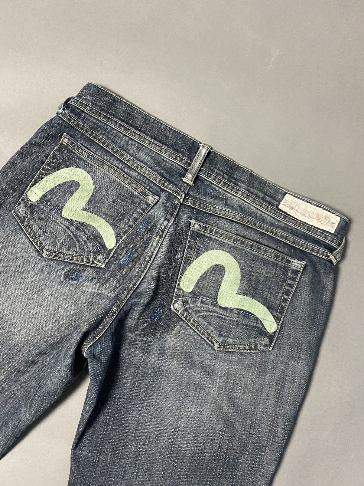 image of Evisu x Puma Vintage Grey Jeans Raw Denim Mint Seagulls, Men's (Size 28)