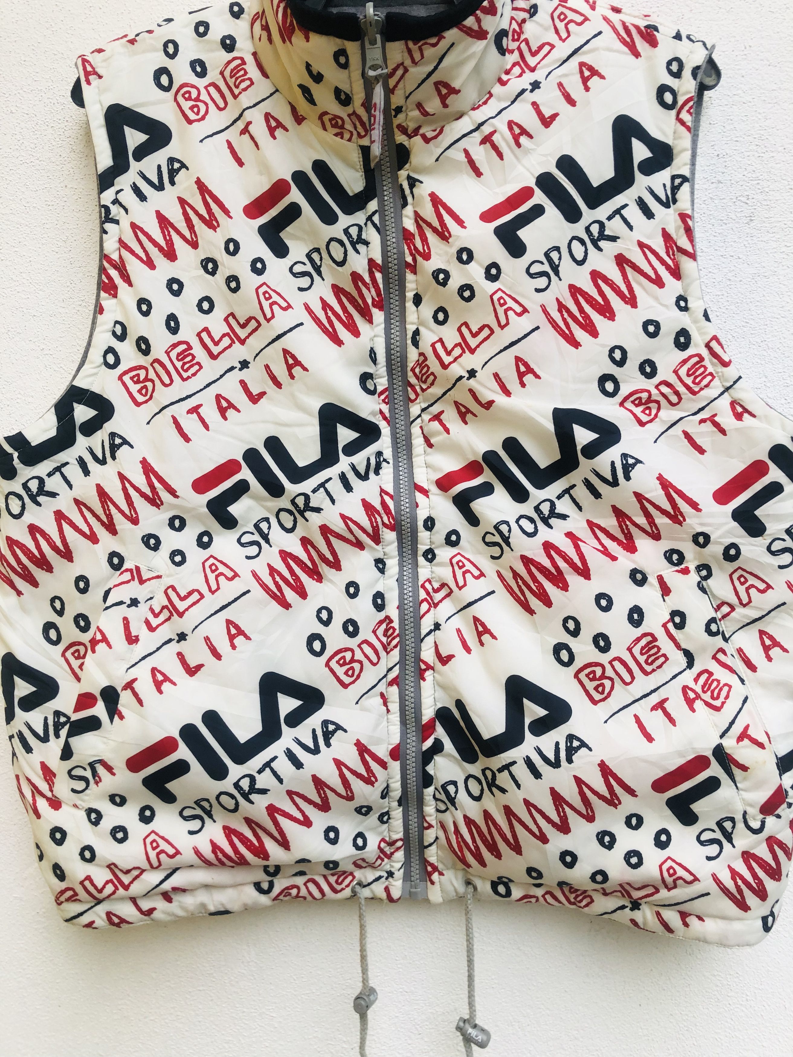 Japanese Brand × Vintage Vintage Fila Fullprint Reverse Bomber Vest Fashion Style Size US L / EU 52-54 / 3 - 4 Thumbnail