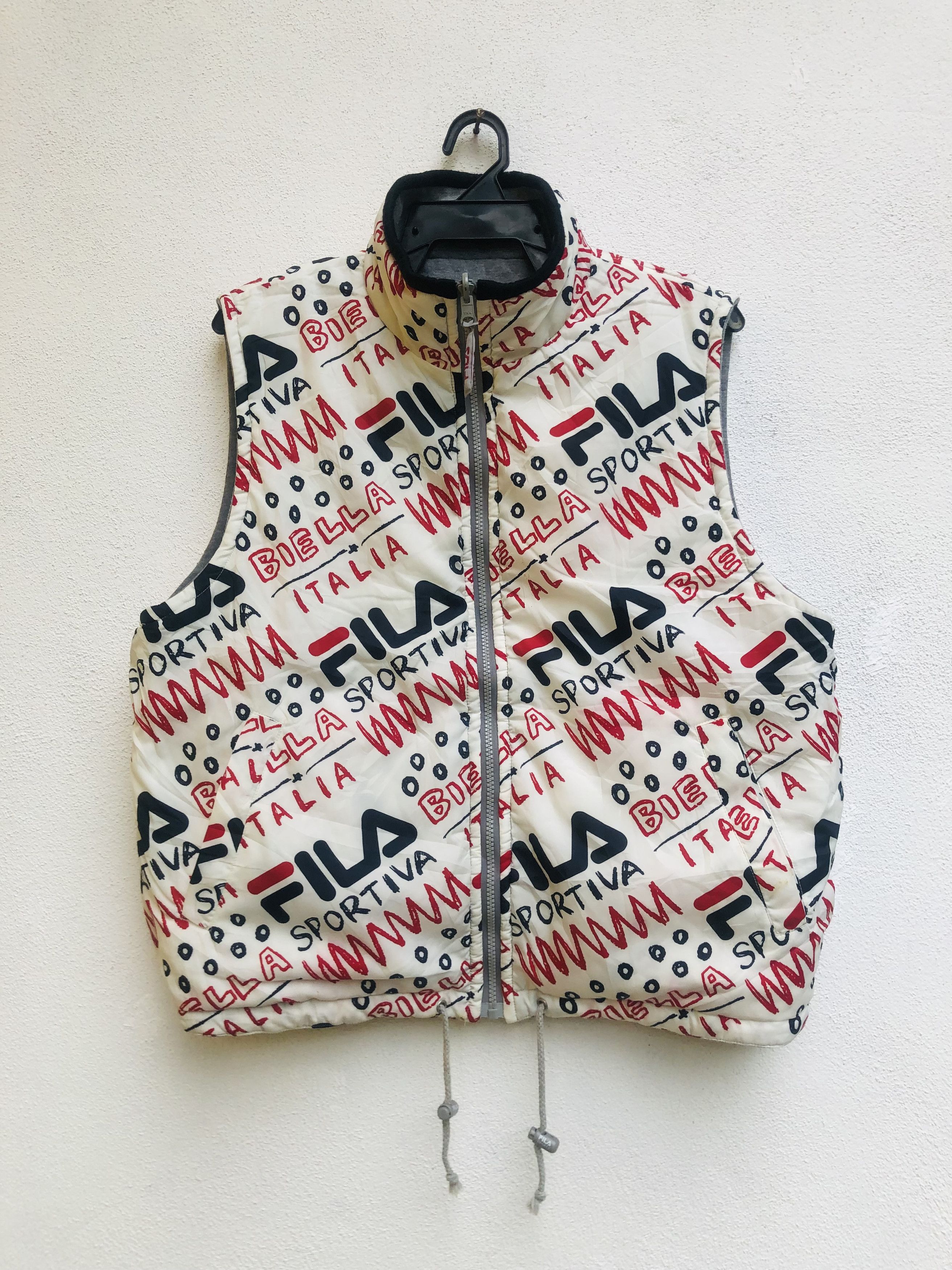 Japanese Brand × Vintage Vintage Fila Fullprint Reverse Bomber Vest Fashion Style Size US L / EU 52-54 / 3 - 1 Thumbnail